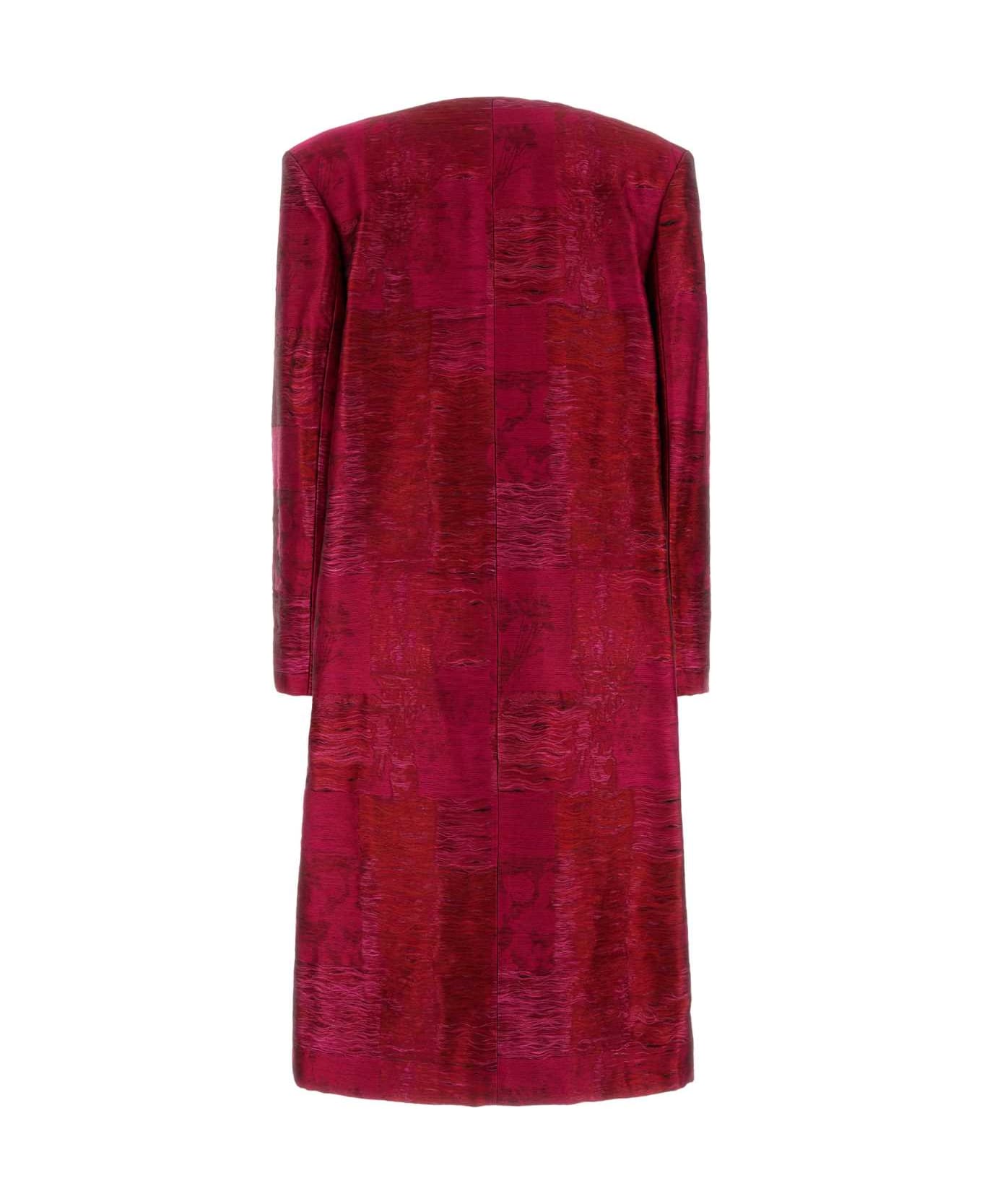 Dries Van Noten Embroidered Stretch Cotton Blend Coat - FUCHSIA