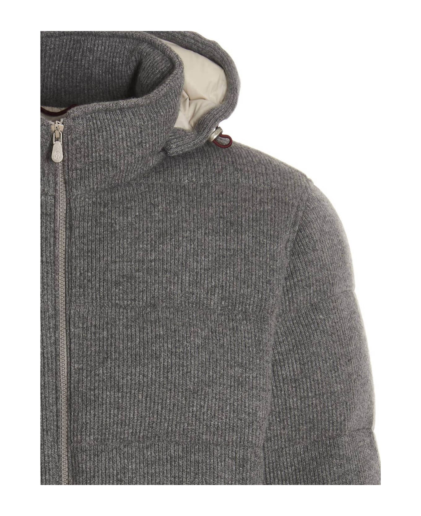 Brunello Cucinelli Ribbed Cashmere Down Jacket - Gray