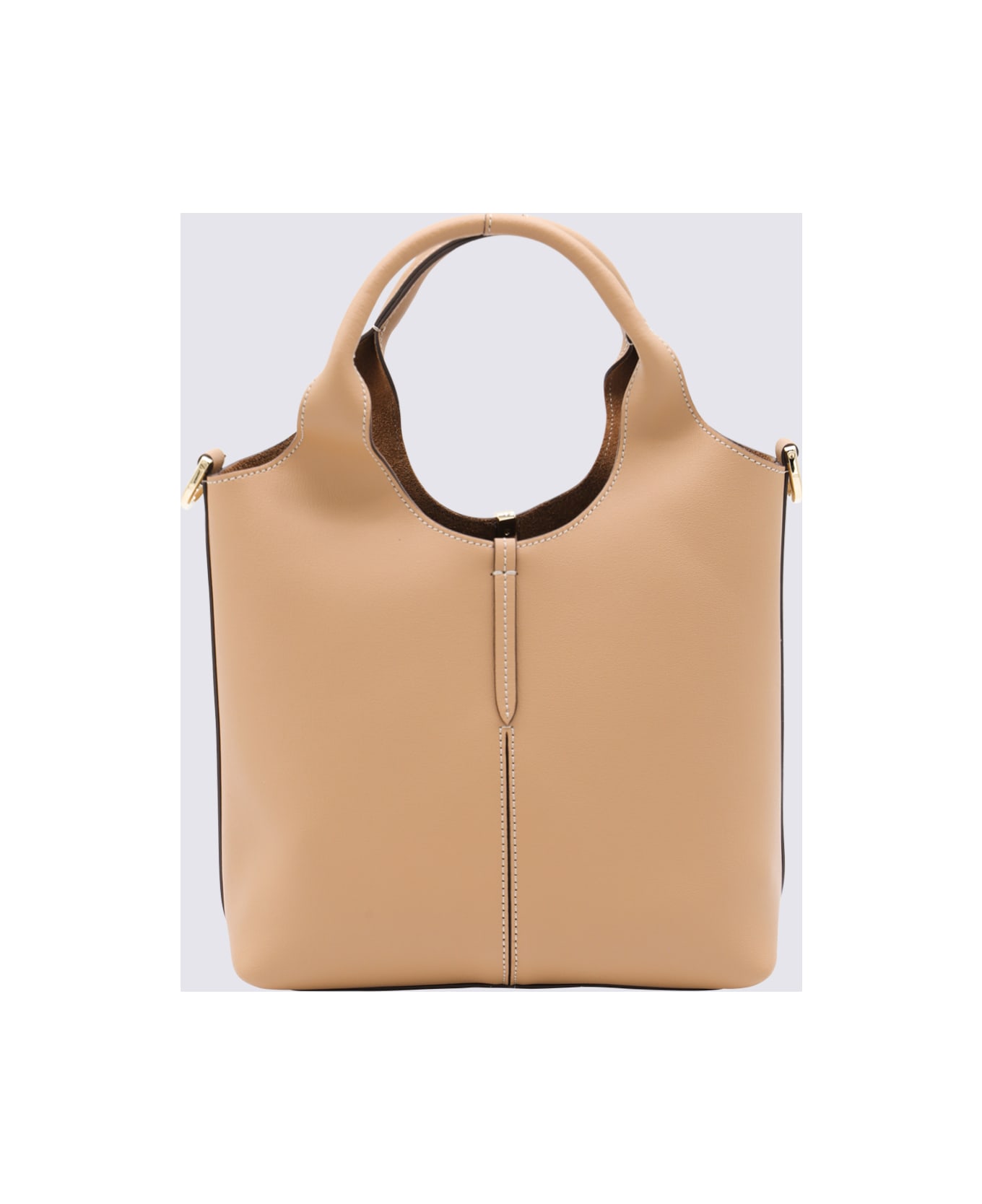 Tod
s Cream Leather Top Handle Bag - Camel