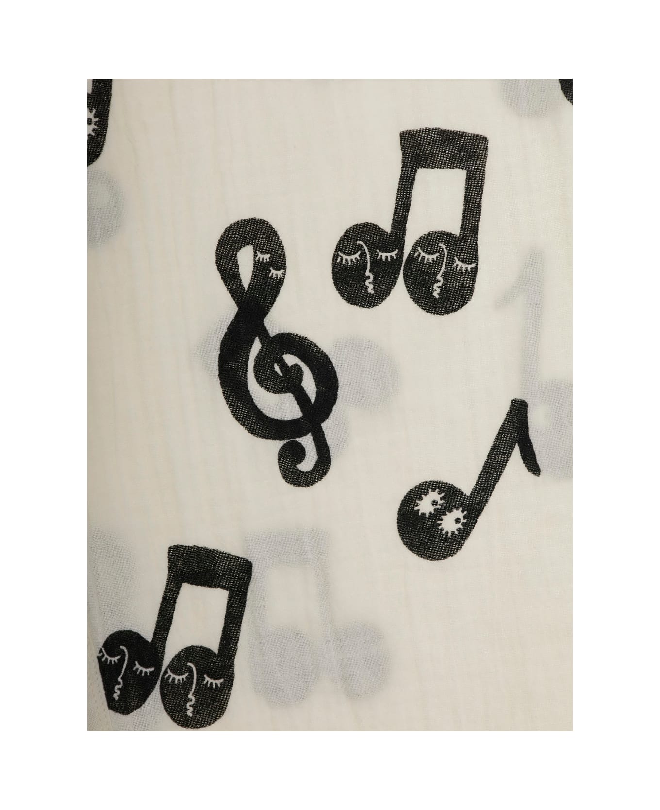 Mini Rodini White Pants With All-over Musical Notes Print In Cotton Boy - White