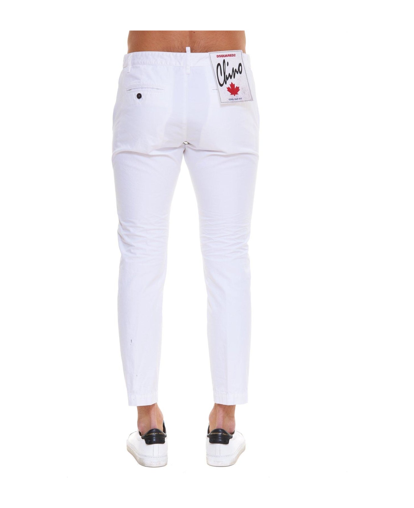 Dsquared2 Logo Patched Straight Leg Jeans - White ボトムス