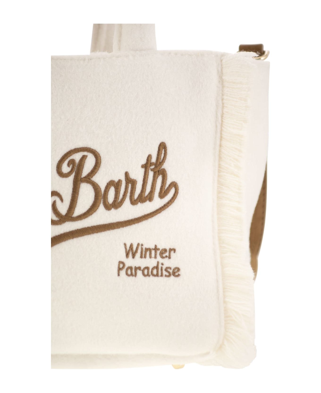 MC2 Saint Barth Wooly Mini Vanity Bag With Fringes - White