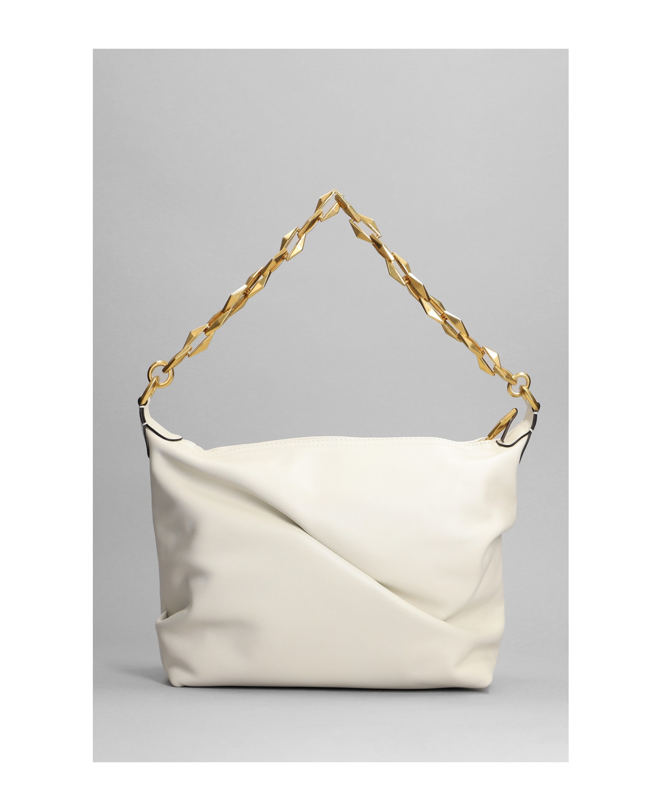 Jimmy Choo Diamond  Shoulder Bag In White Leather - white