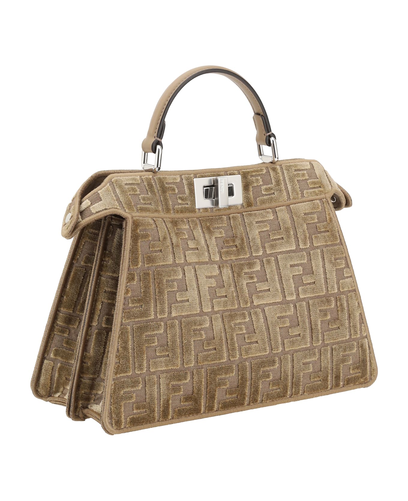 Fendi Velvet Handbag - Cappuccino+palladio