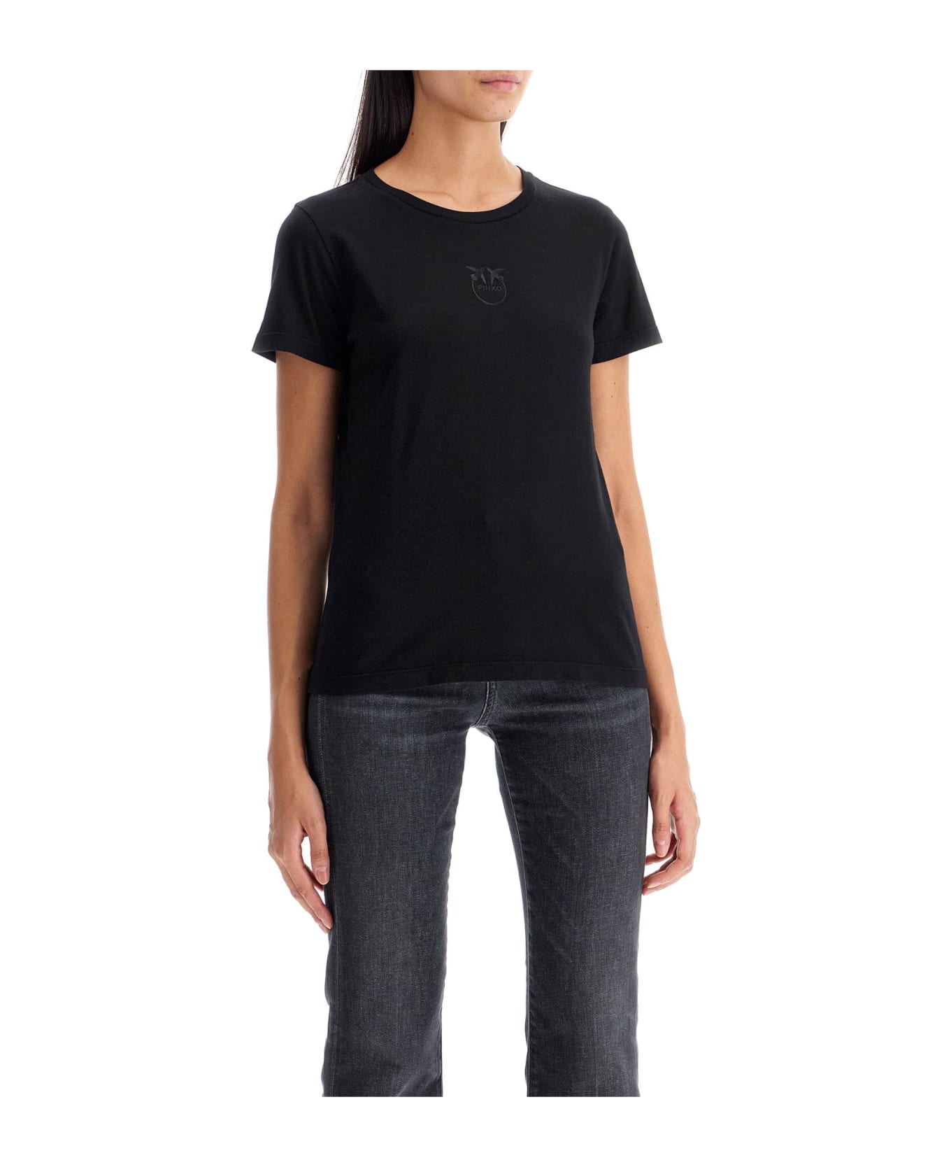 Pinko Short-sleeved T-shirt With Embroidery - NERO LIMOUSINE (Black)