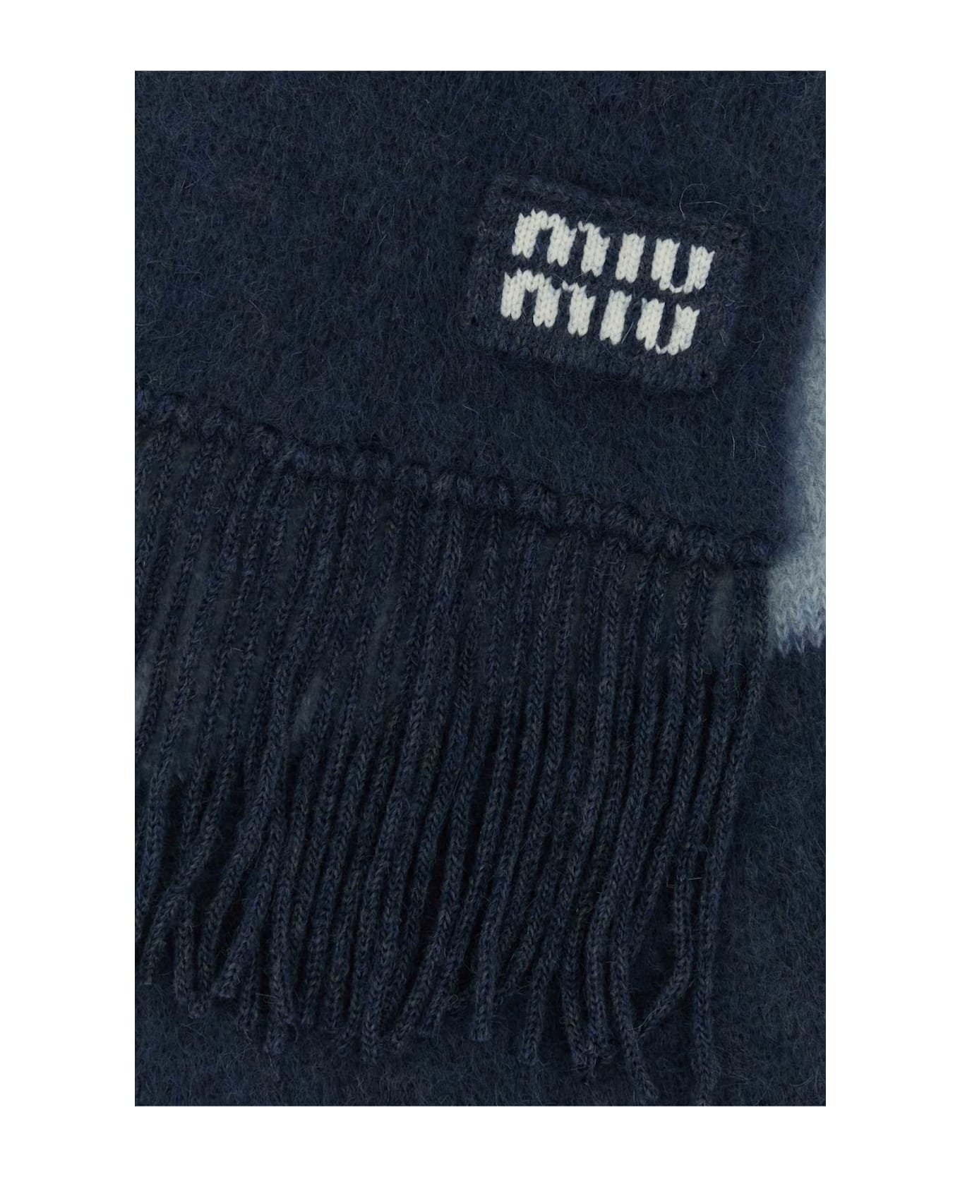 Miu Miu Embroidered Mohair Blend Scarf - BLUCIELO