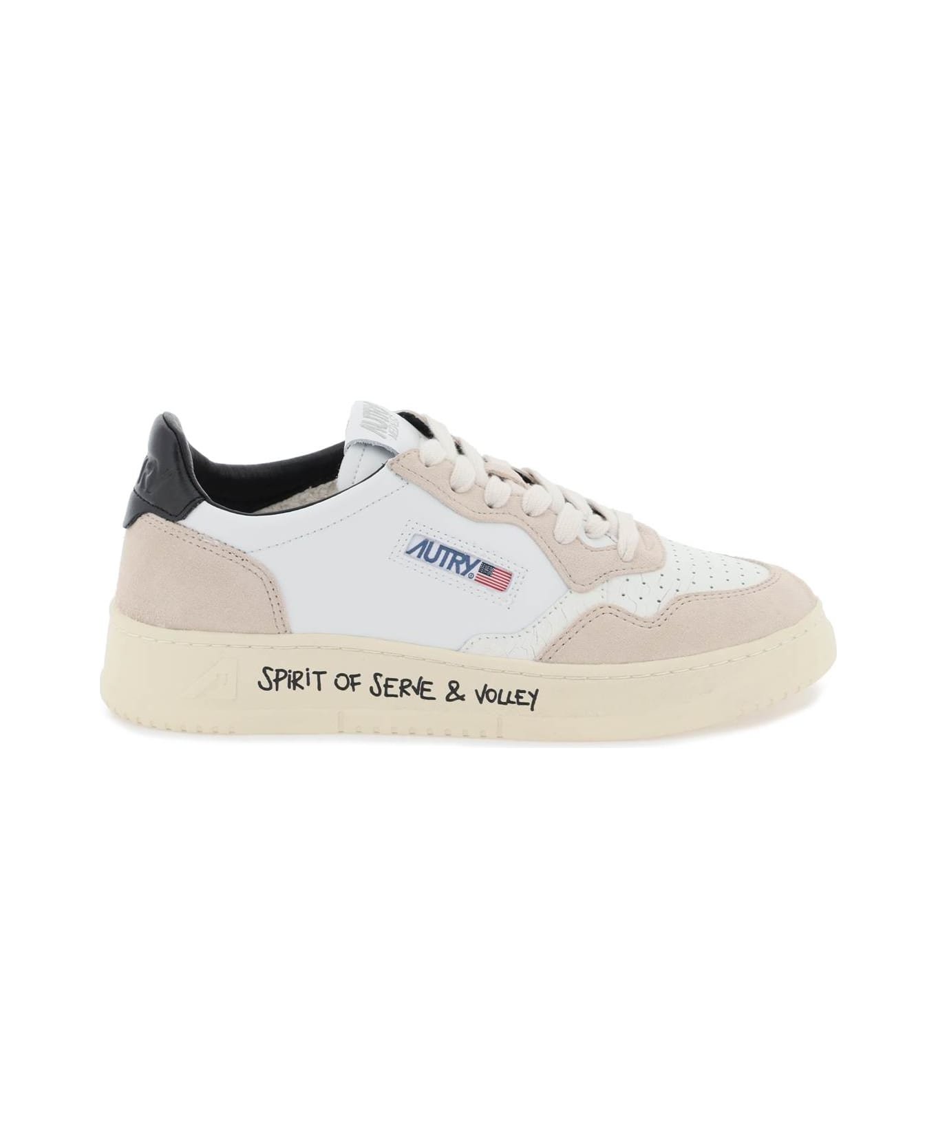 Autry Leather Medalist Low Sneakers - WHT SND BLK (Beige)