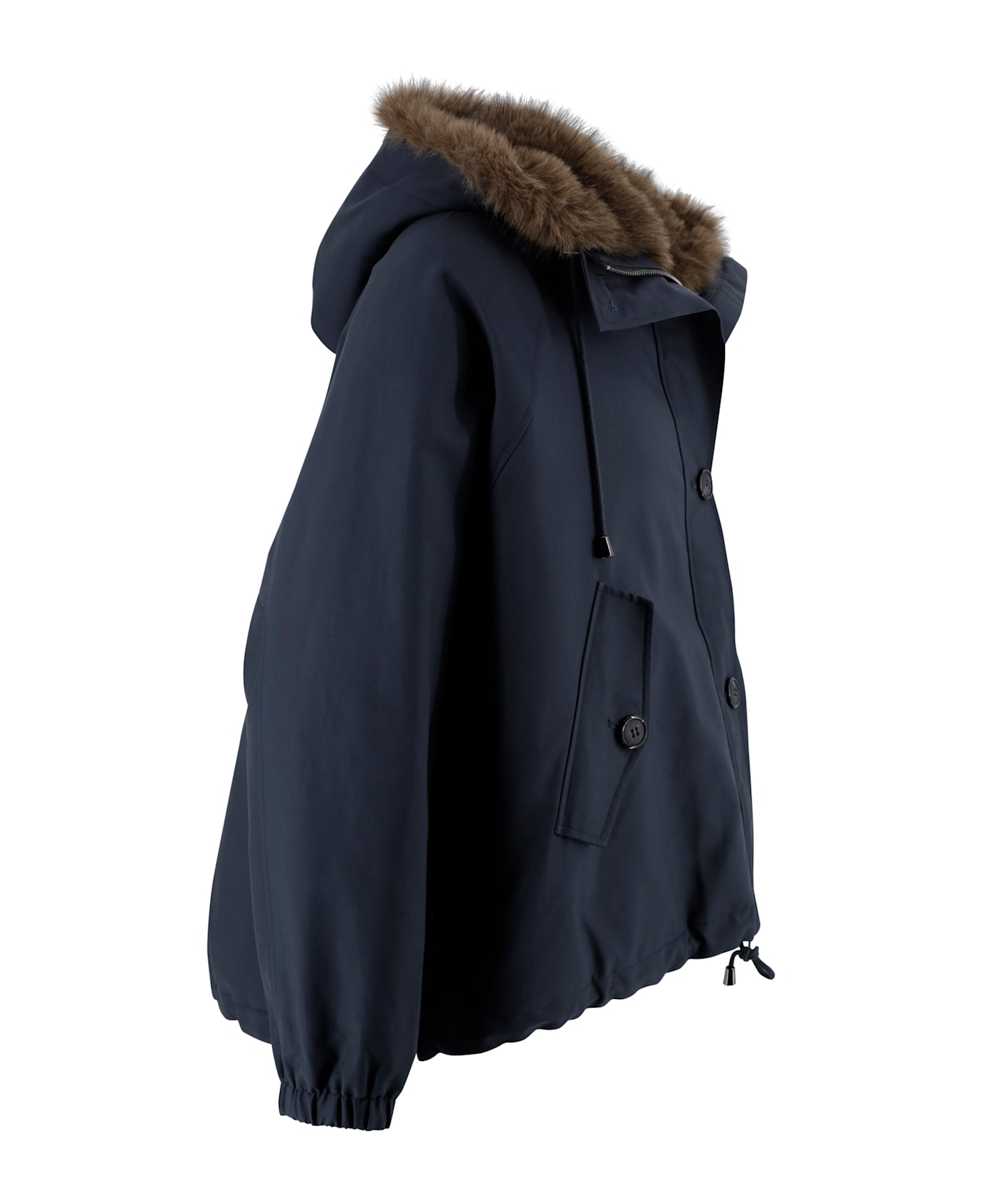 Valentini 1972 Parka With Hood And Faux Fur Lining. - Blue