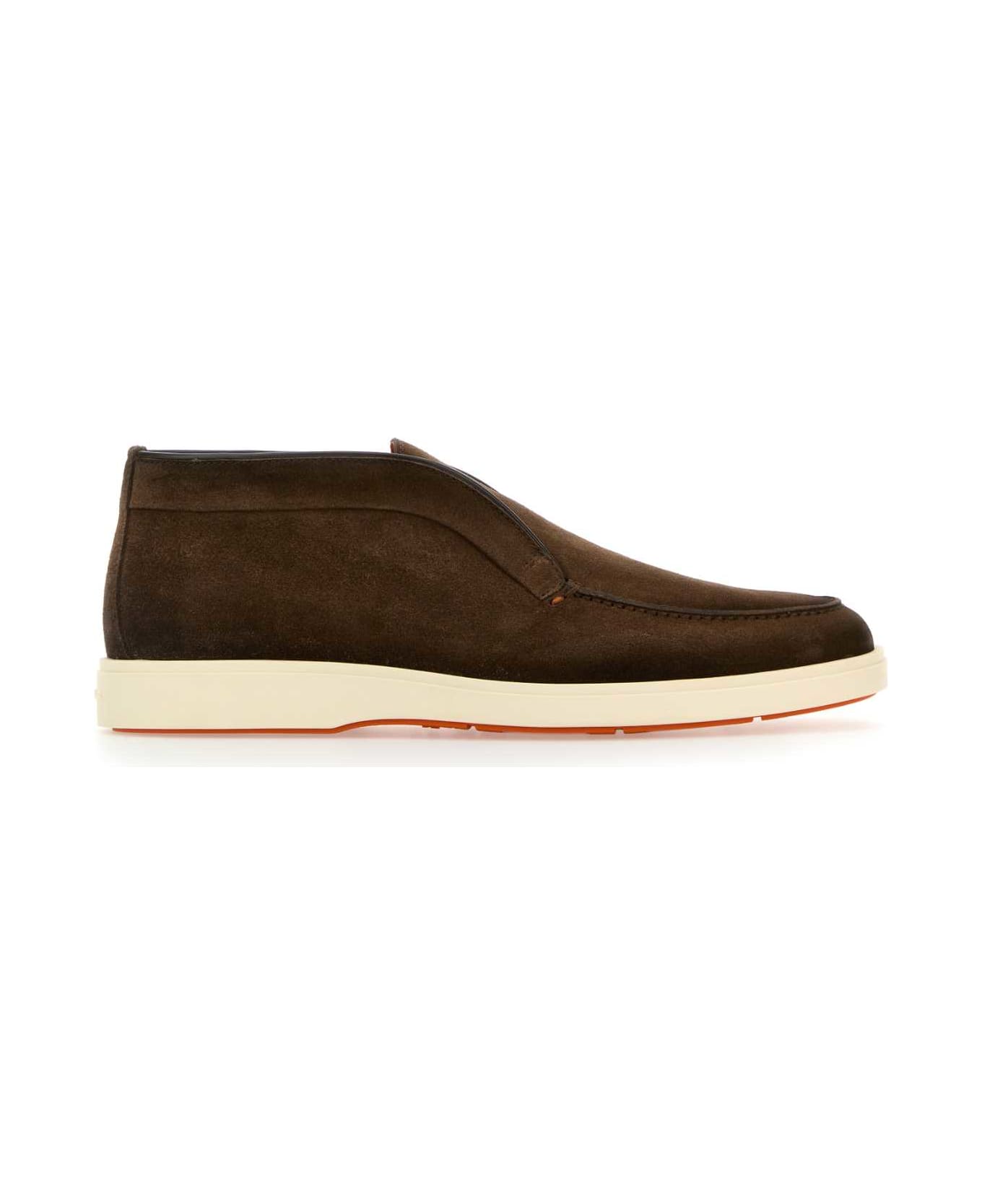 Santoni Brown Suede Digits Ankle Boots - BROWN