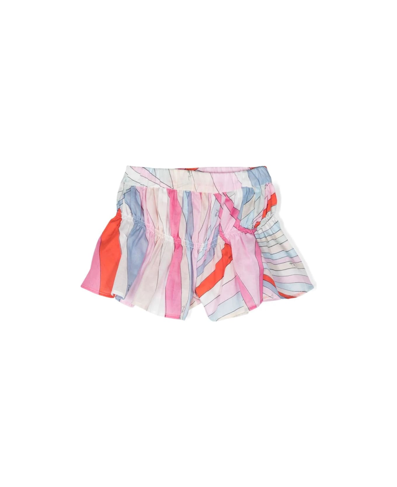 Pucci Flared Shorts With Light Blue/multicolour Iride Print - Blue