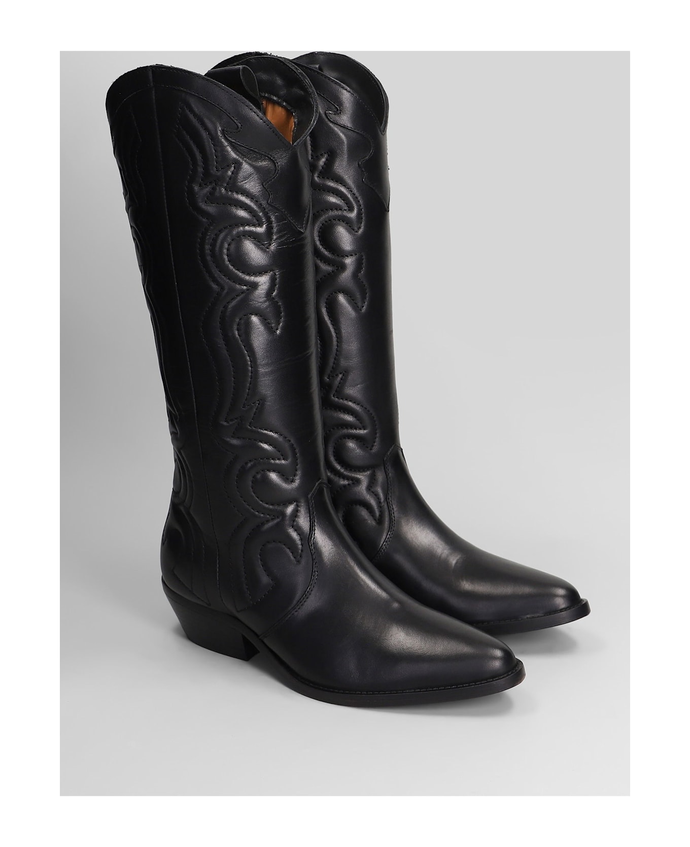 Julie Dee Texan Boots In Black Leather - black ブーツ