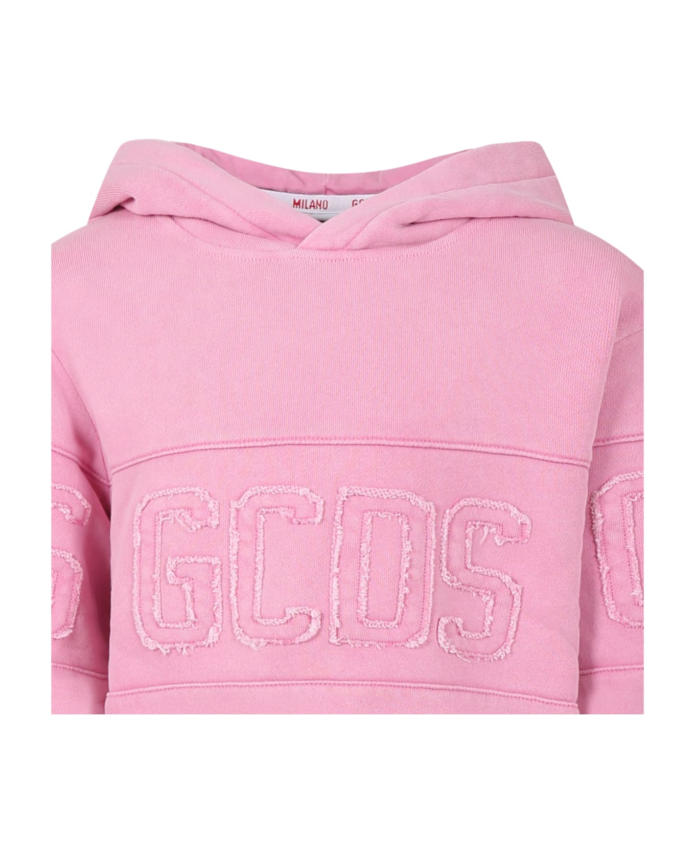 GCDS Mini Pink Sweatshirt For Kids With Logo - Pink