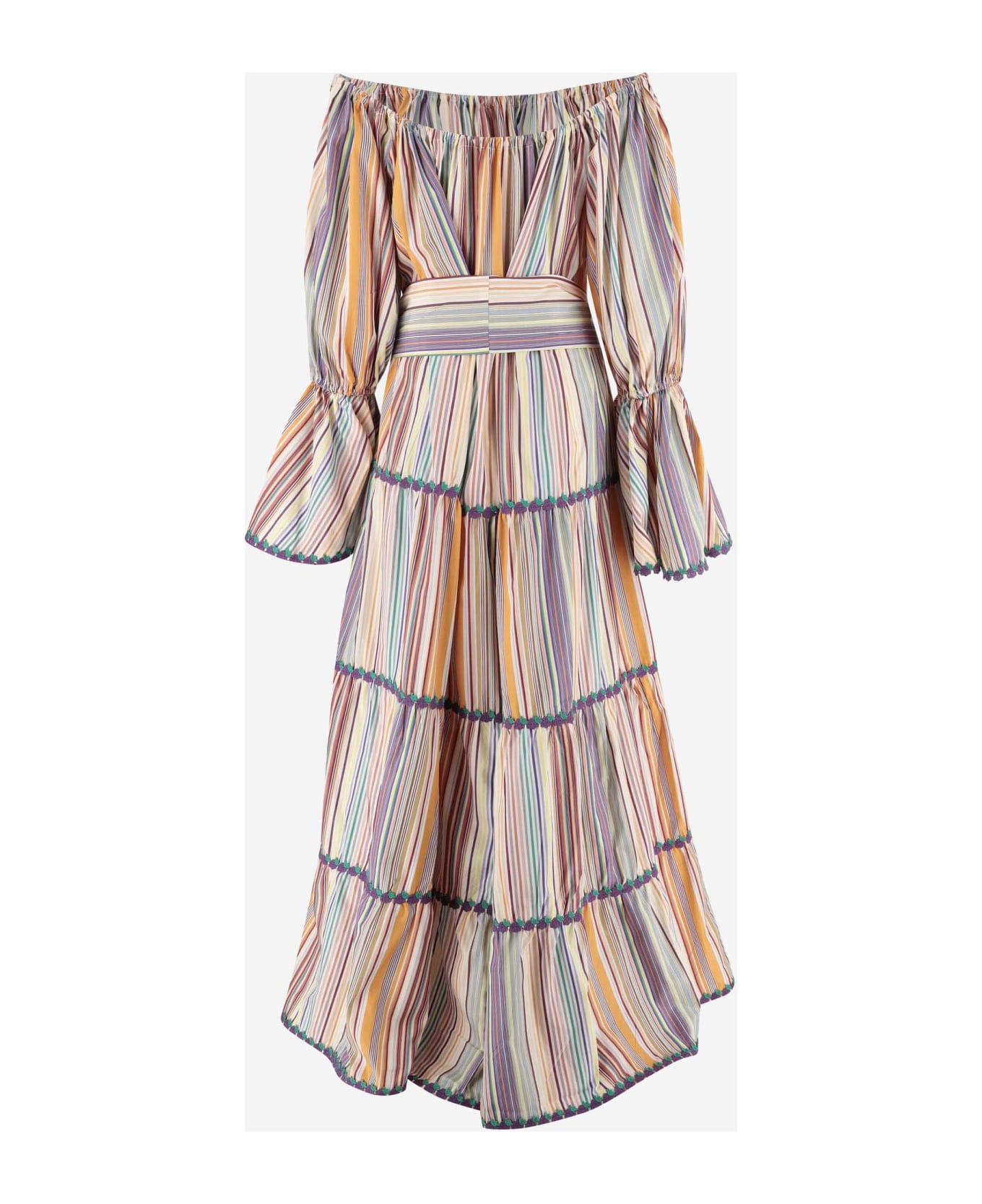 Flora Sardalos Cotton Maxi Dress With Striped Pattern ワンピース＆ドレス