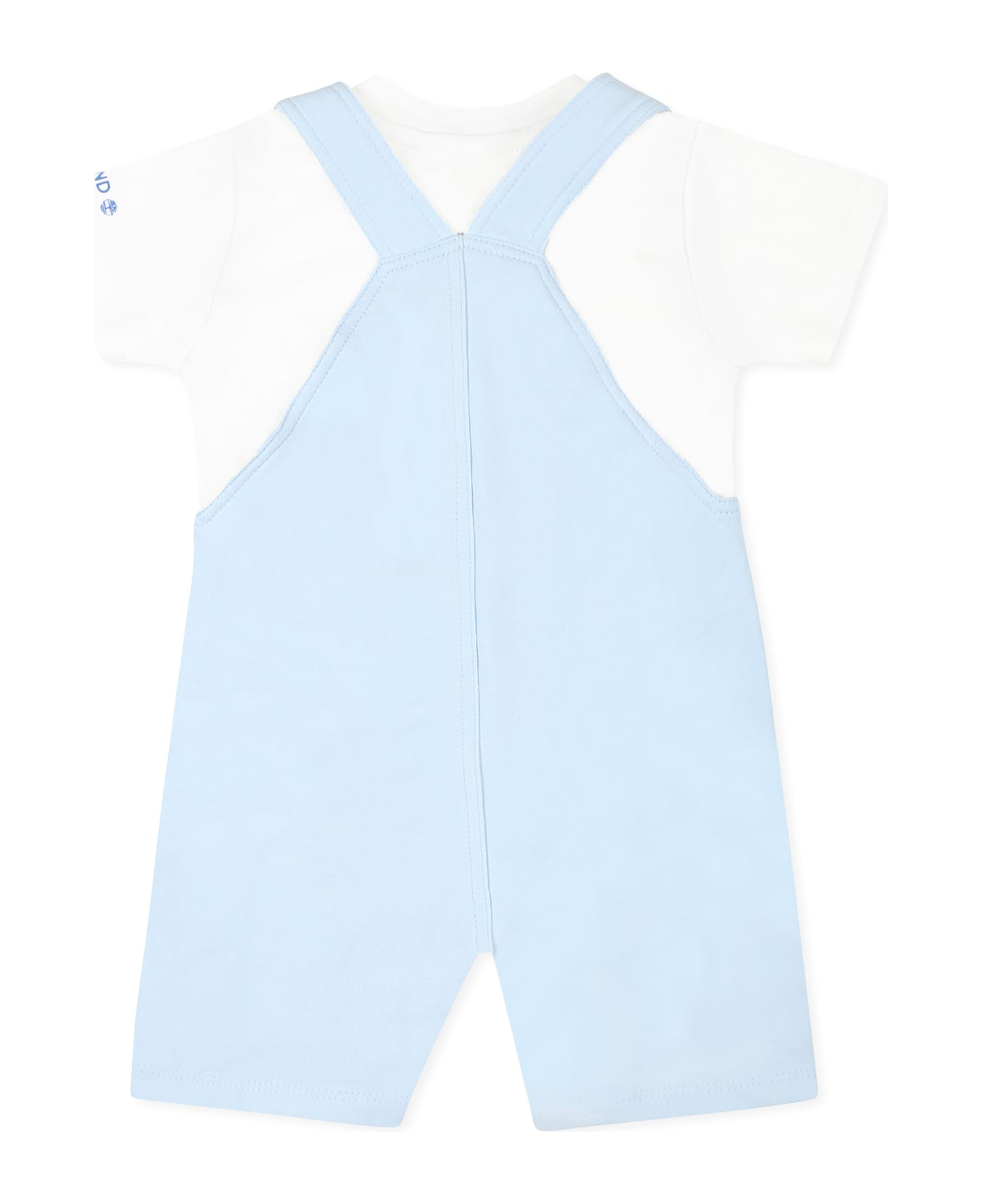 Timberland Light Blue Dungarees Suit For Baby Boy With Logo - Light Blue