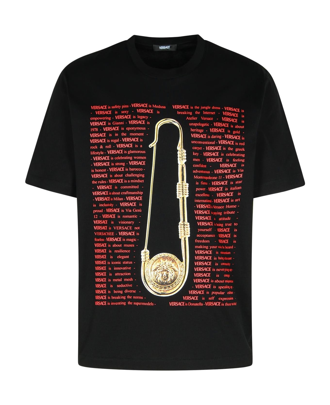 Versace Black Cotton T-shirt - BLACK PRINT