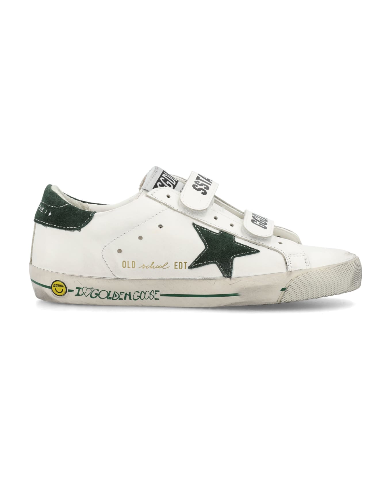 Golden Goose Old School Leather Sneakers - WHITE/GREEN
