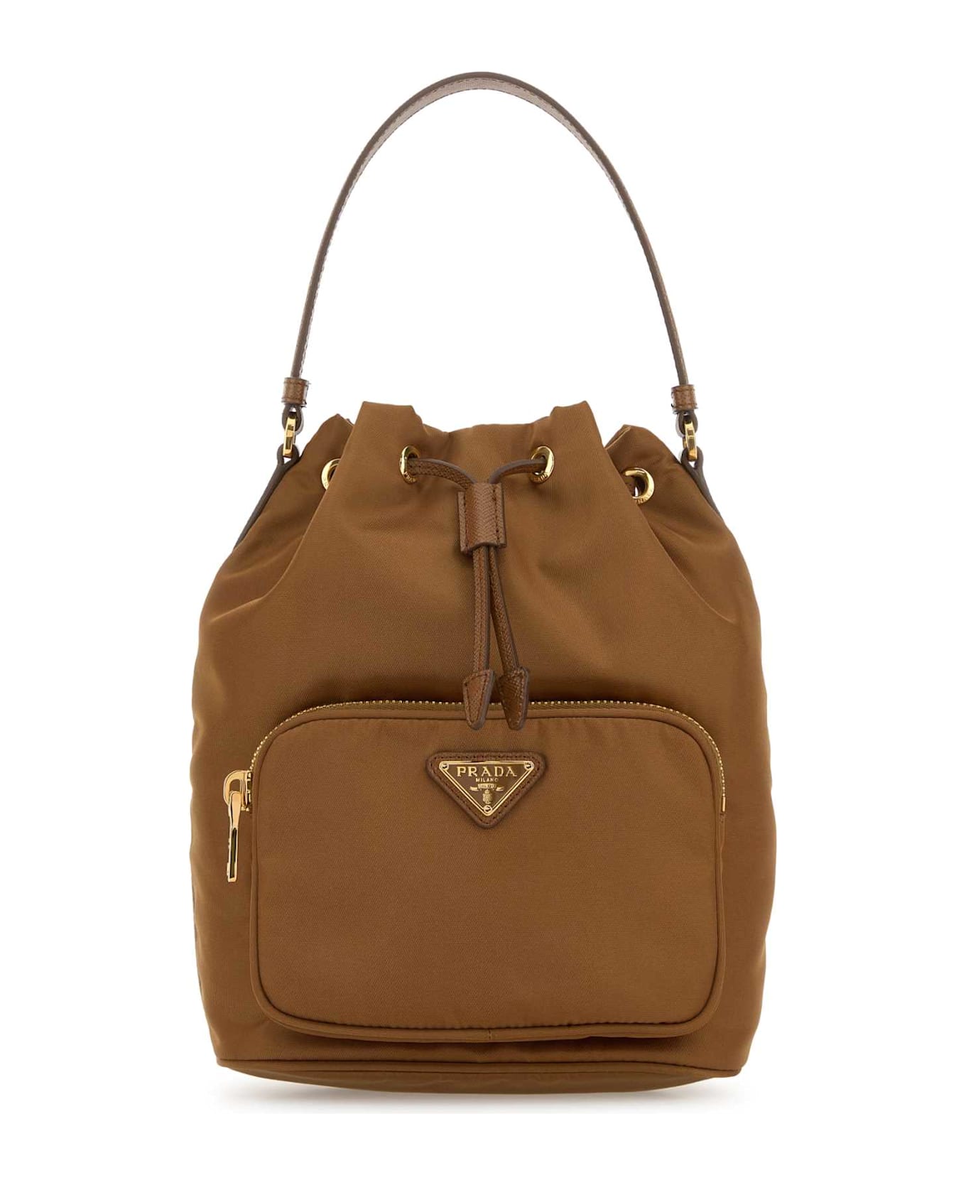 Prada Caramel Re-nylon Duet Bucket Bag - Brandy