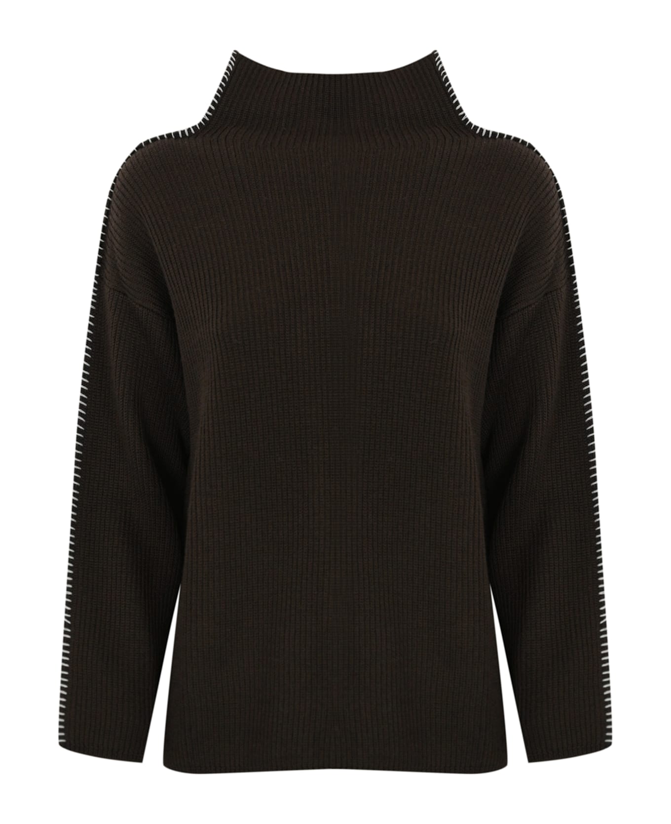 Max Mara Fanfara Boxy Sweater In Wool - Marrone