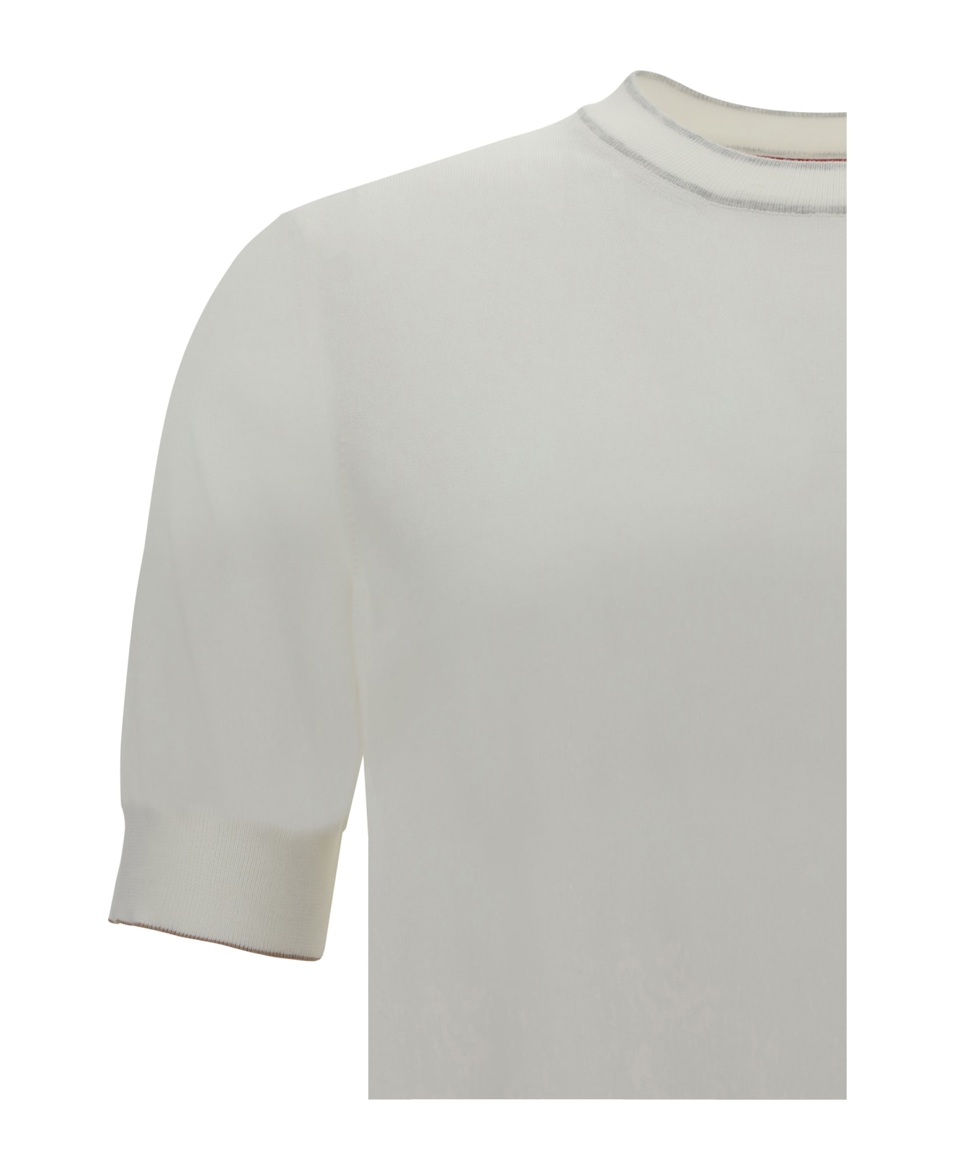 Brunello Cucinelli Cotton Knit T-shirt - Panama+nebbia+creta