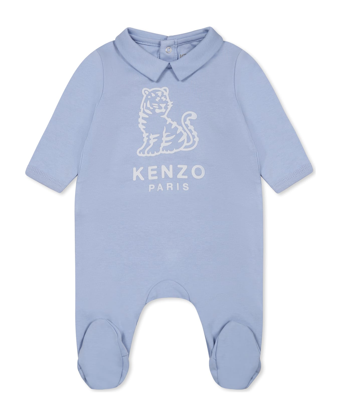 Kenzo Kids Light Blue Babygrow Set For Baby Boy With Kotora Tiger - Light Blue