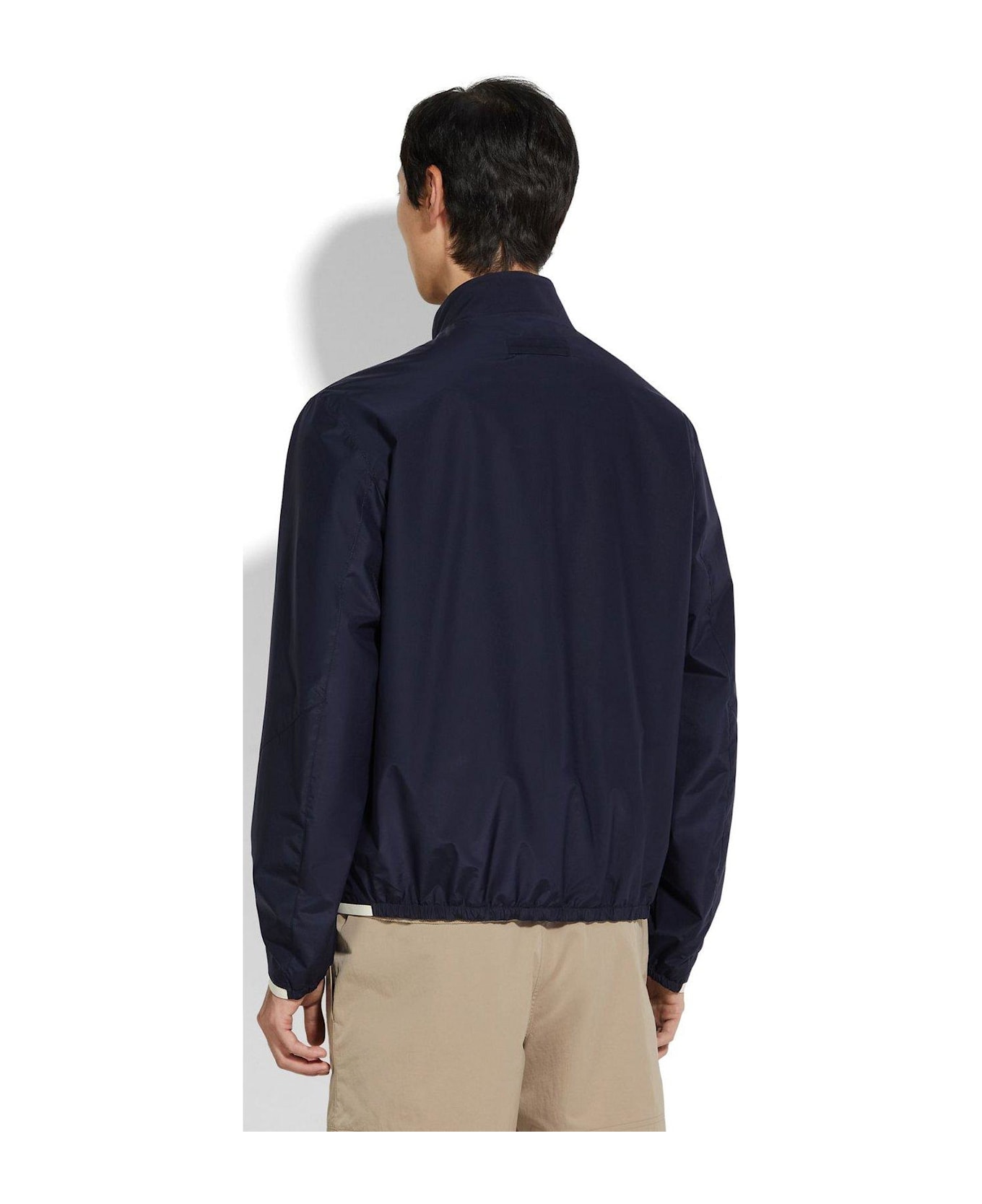 Zegna High-neck Zipped Jacket - BLUE NAVY UNITO