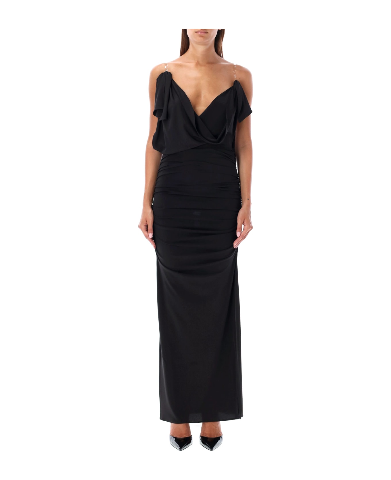 The Attico Long Dress Jersey - Black