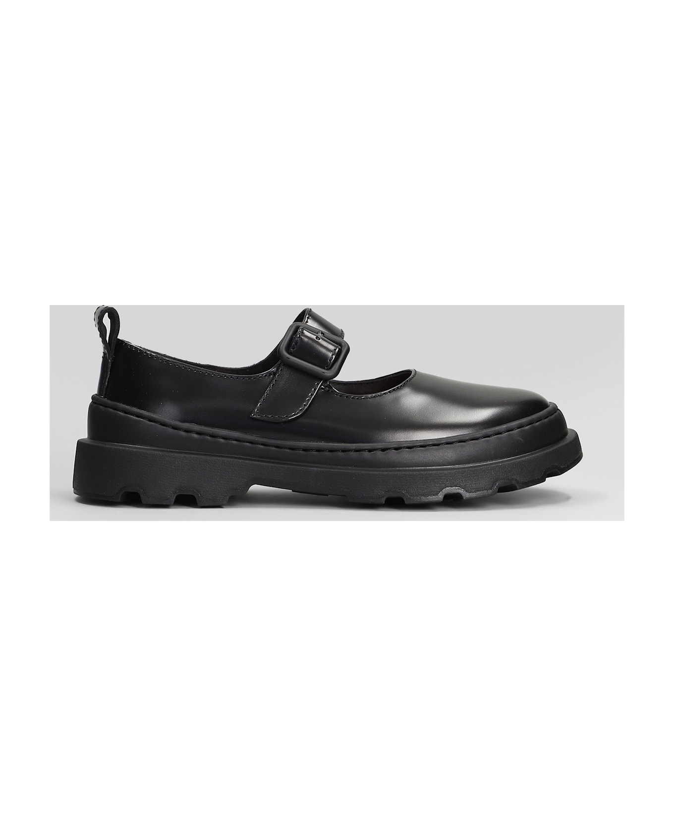 Camper Brutus Ballet Flats In Black Leather - black