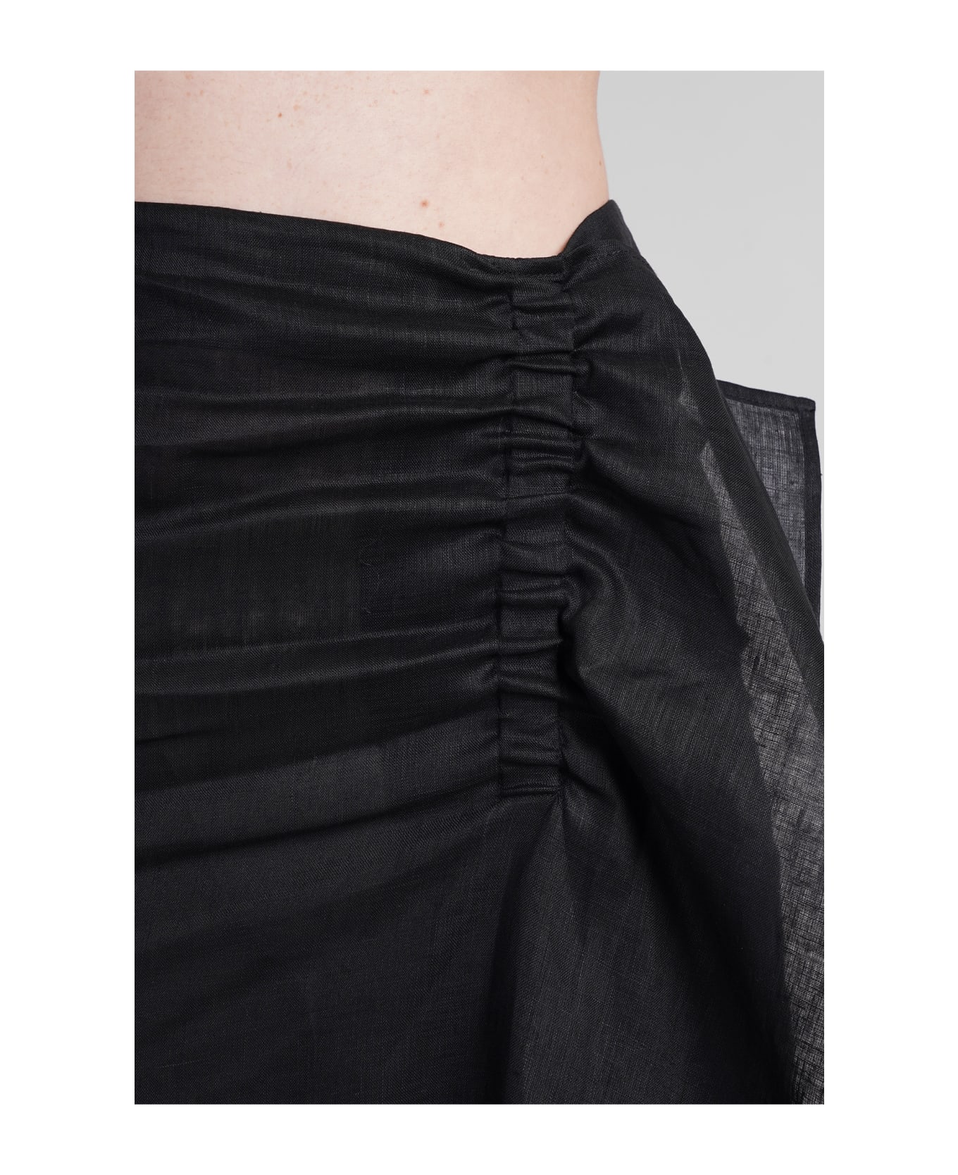 Holy Caftan Ginger Py Skirt In Black Linen - black スカート