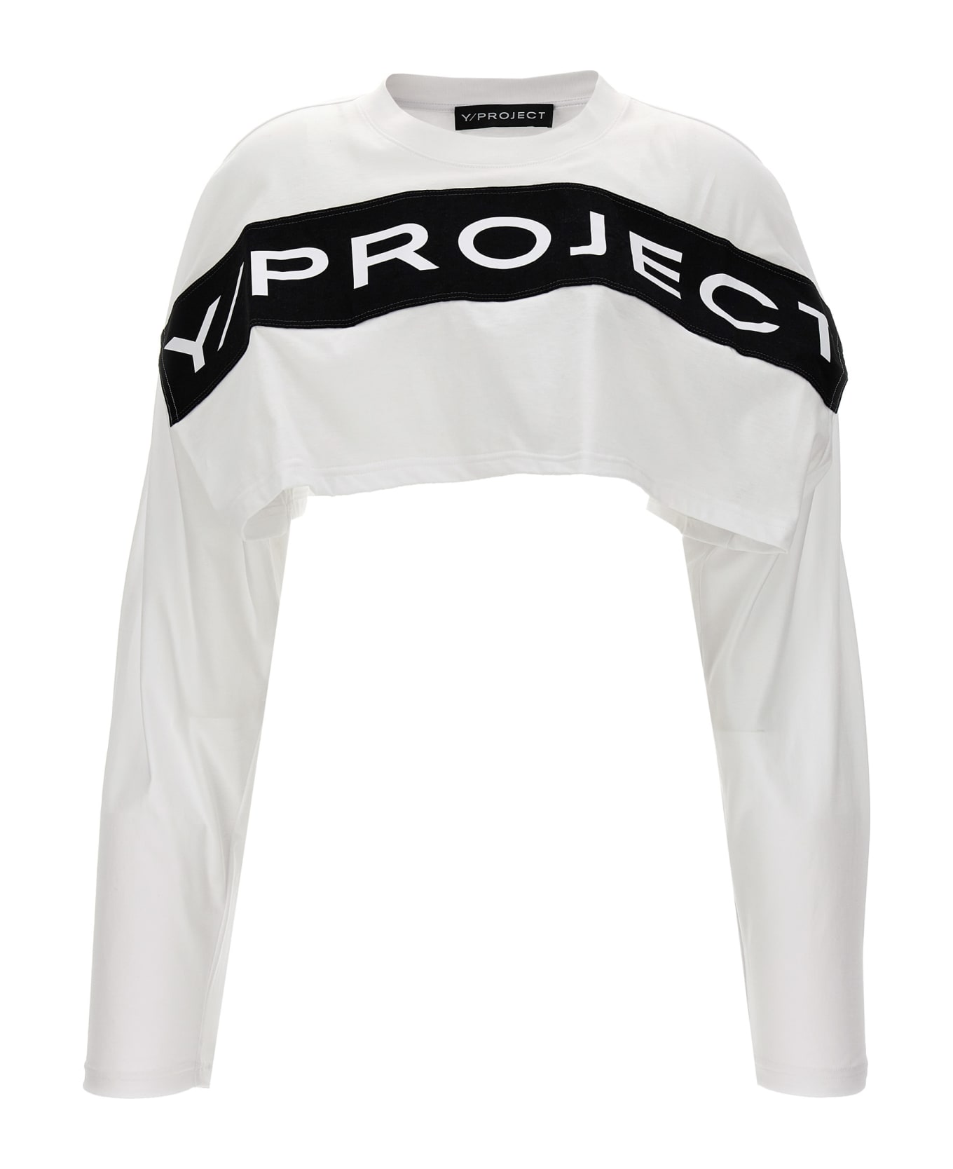 Y/Project Logo Crop T-shirt - White/Black Tシャツ