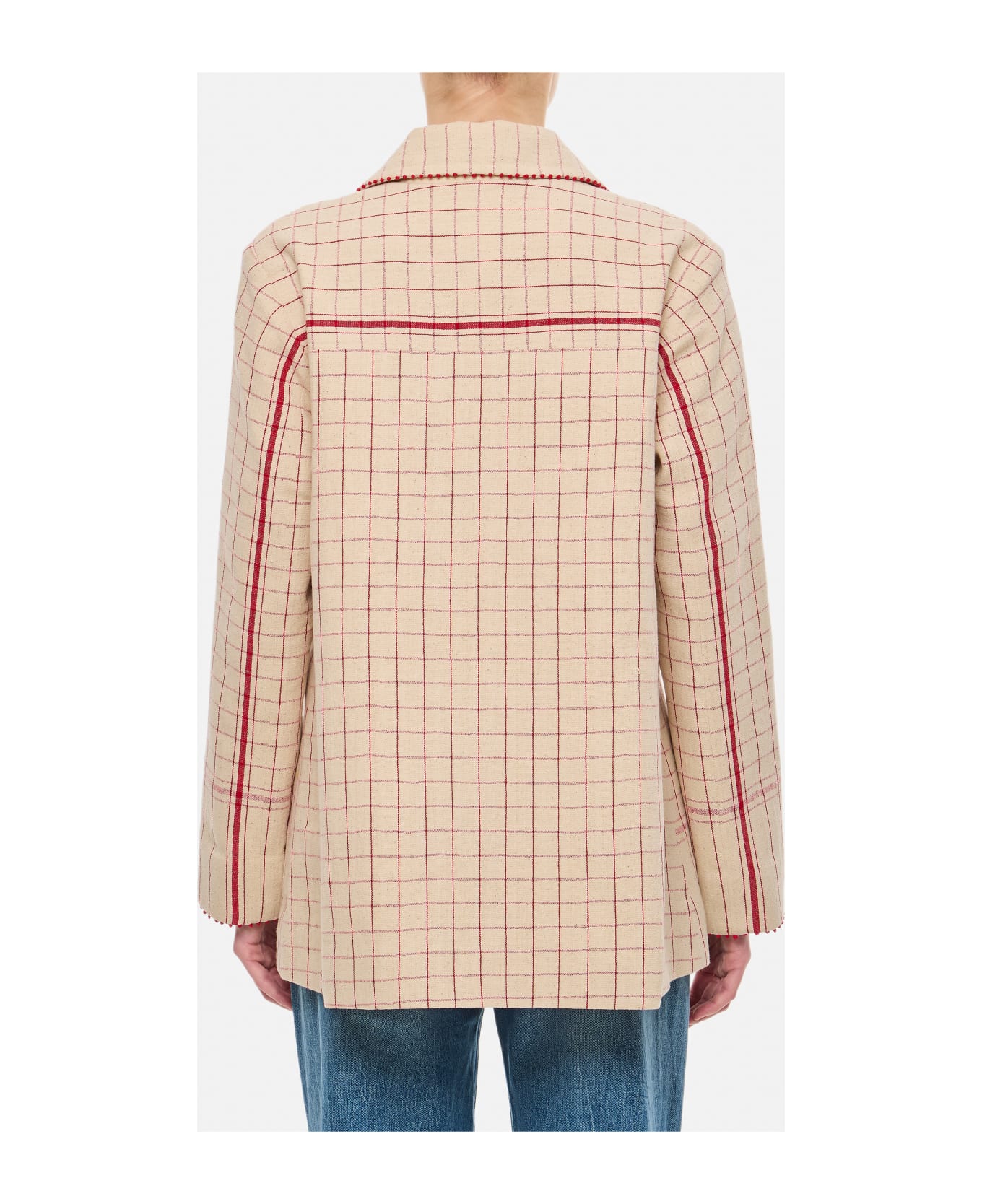 Péro Double Breasted Emrboidered Cotton Jacket - Pink