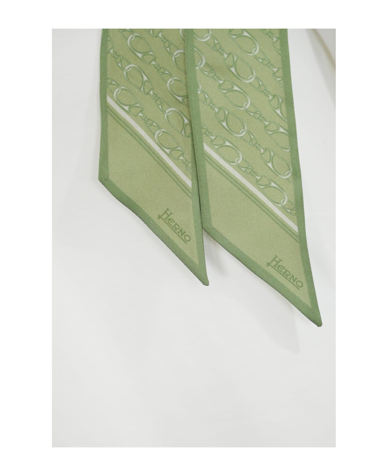 Herno Cotton T-shirt With Silk Scarf - Bianco/verde