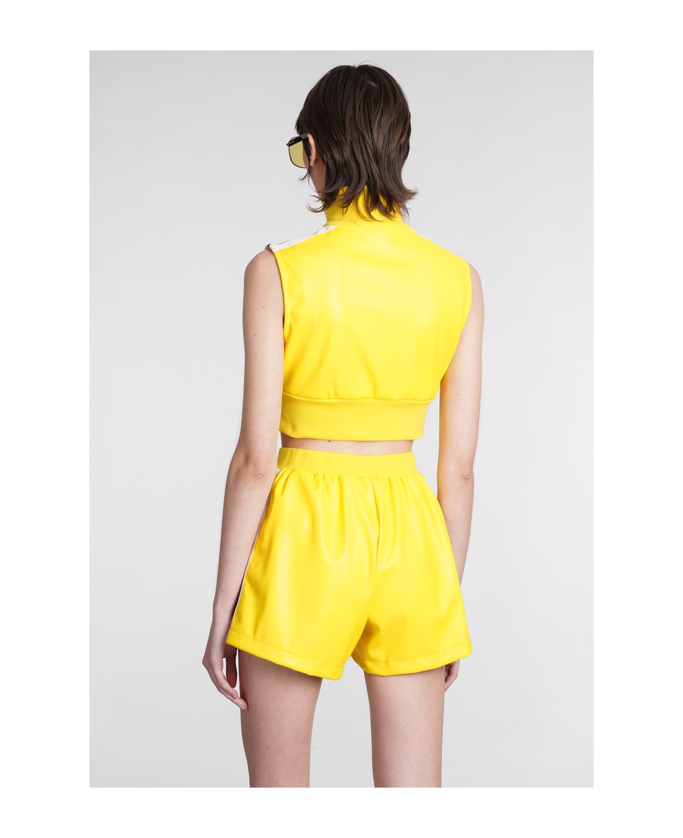 Palm Angels Yellow Sports Crop Gilet With Logo - Giallo