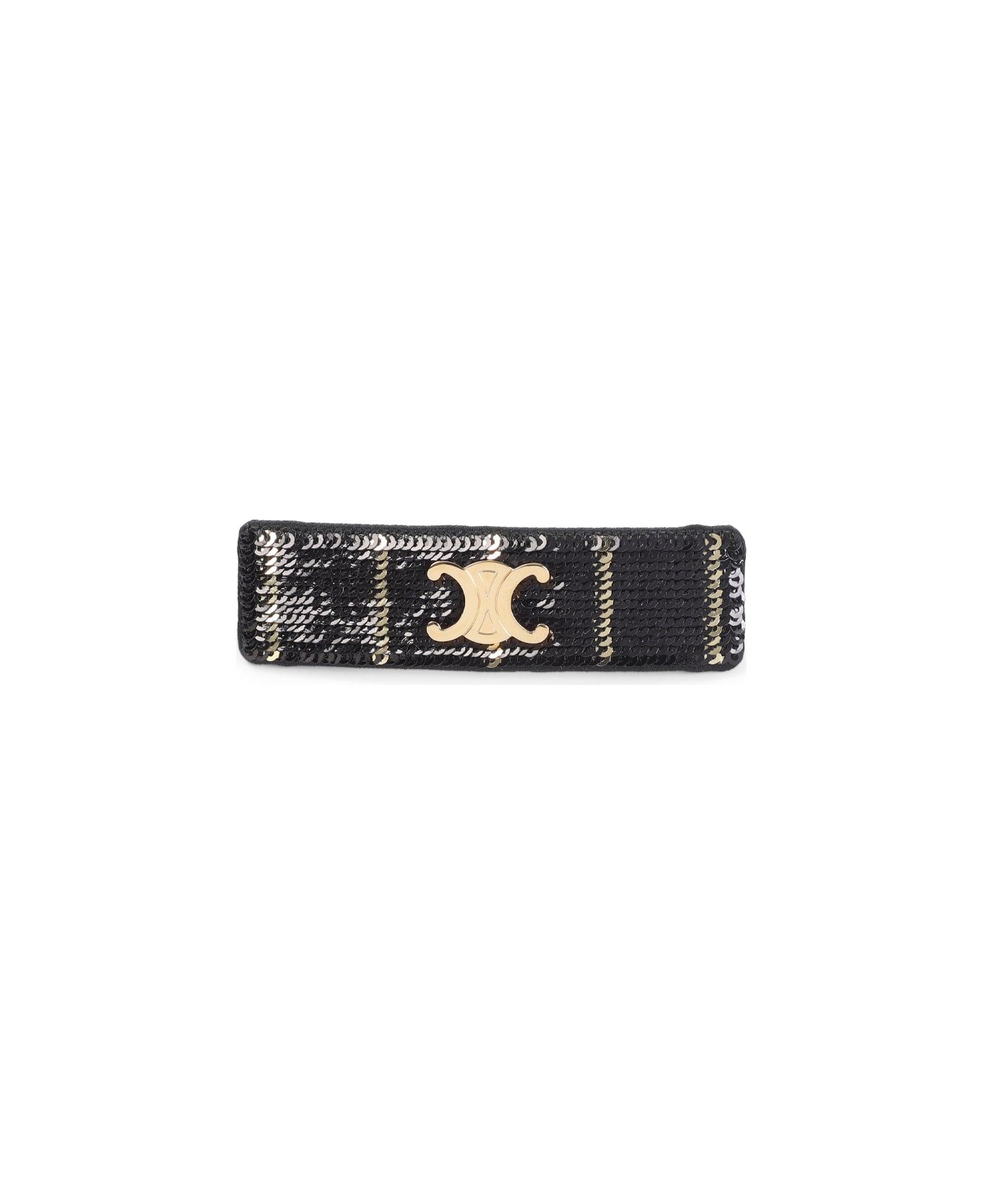 Celine Striped Sequins Hair Clip - Gs Black Gold Smoke