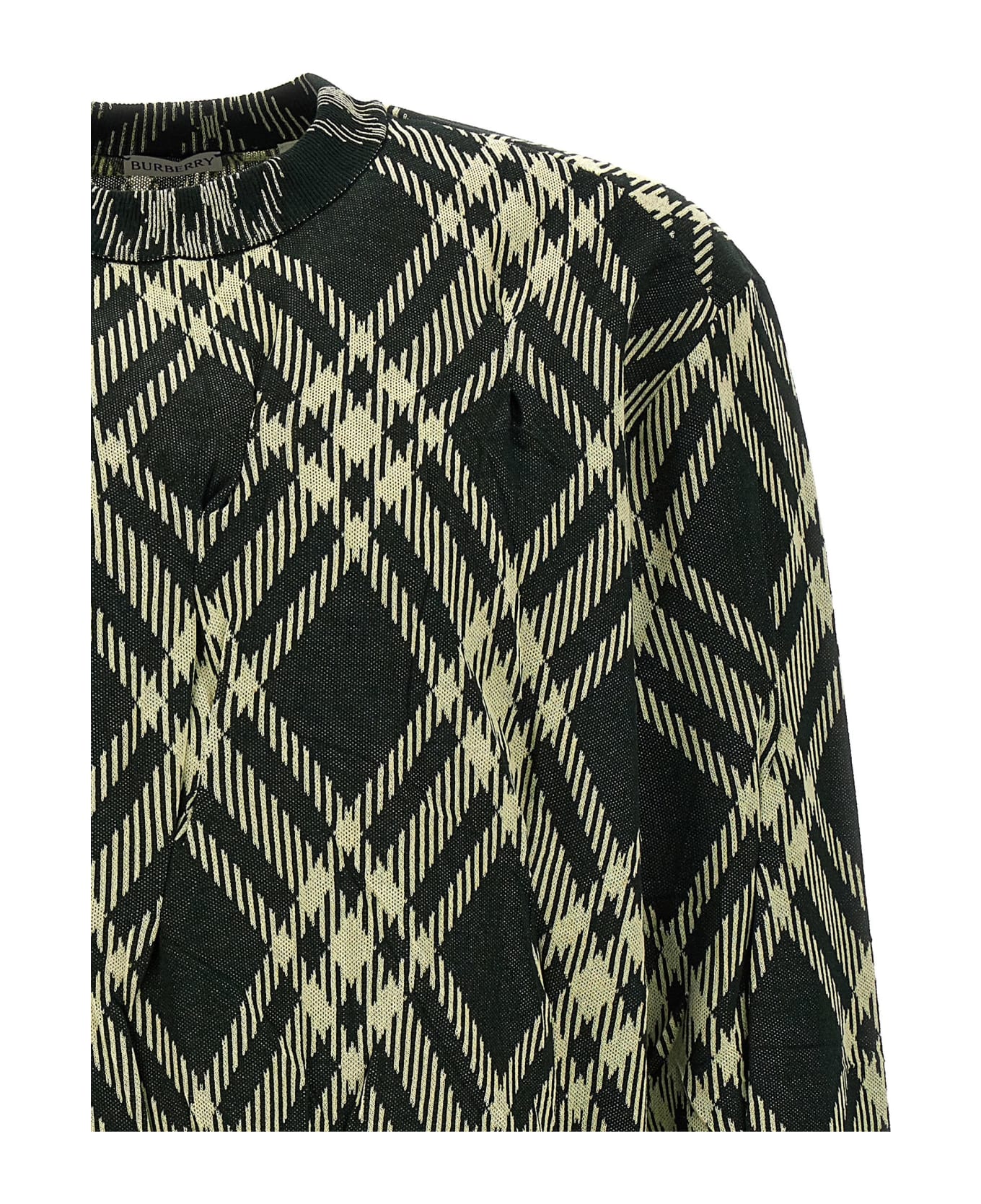 Burberry Check Crinkled Sweater - Green ニットウェア