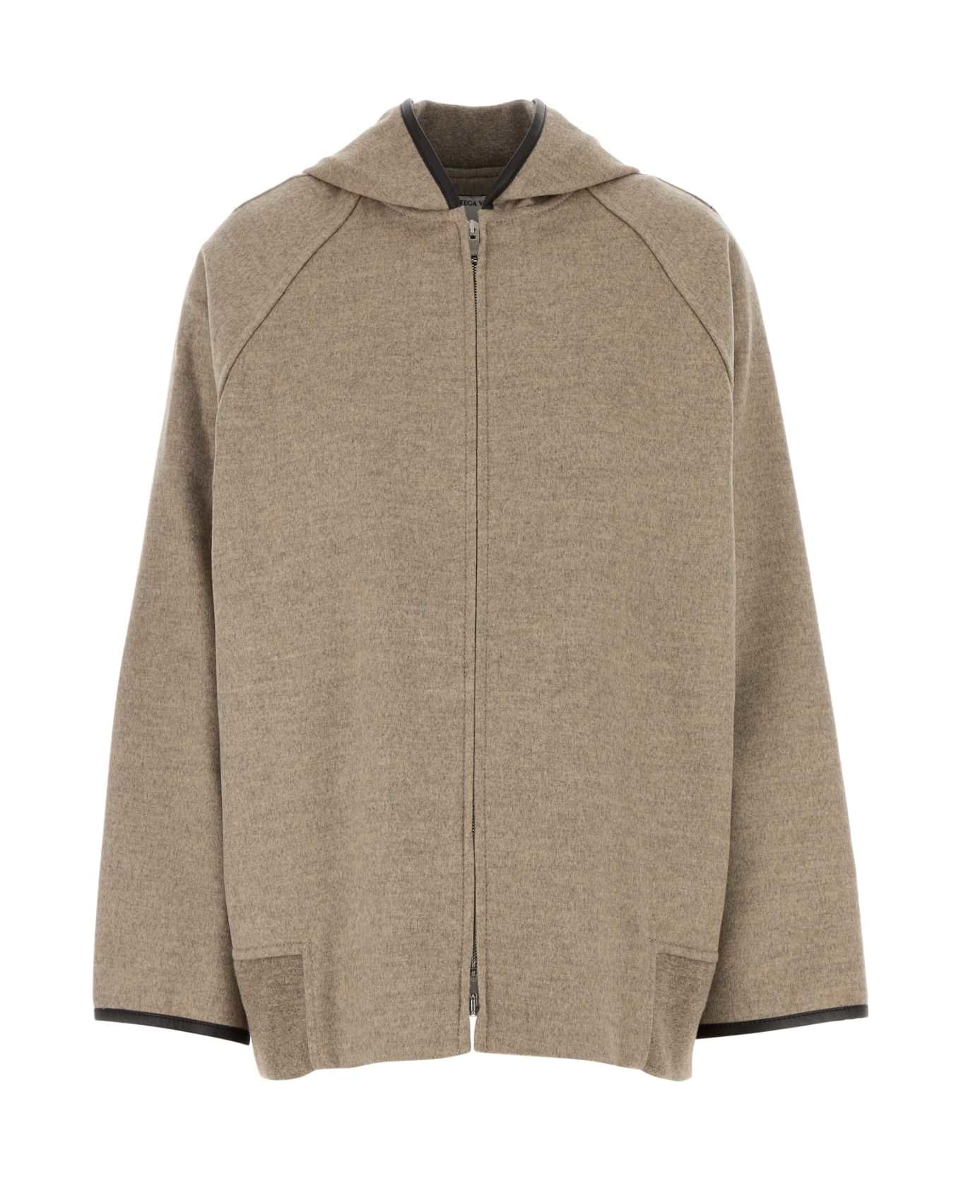 Bottega Veneta Cappuccino Wool Blend Jacket - SANDSHELLMELANGE