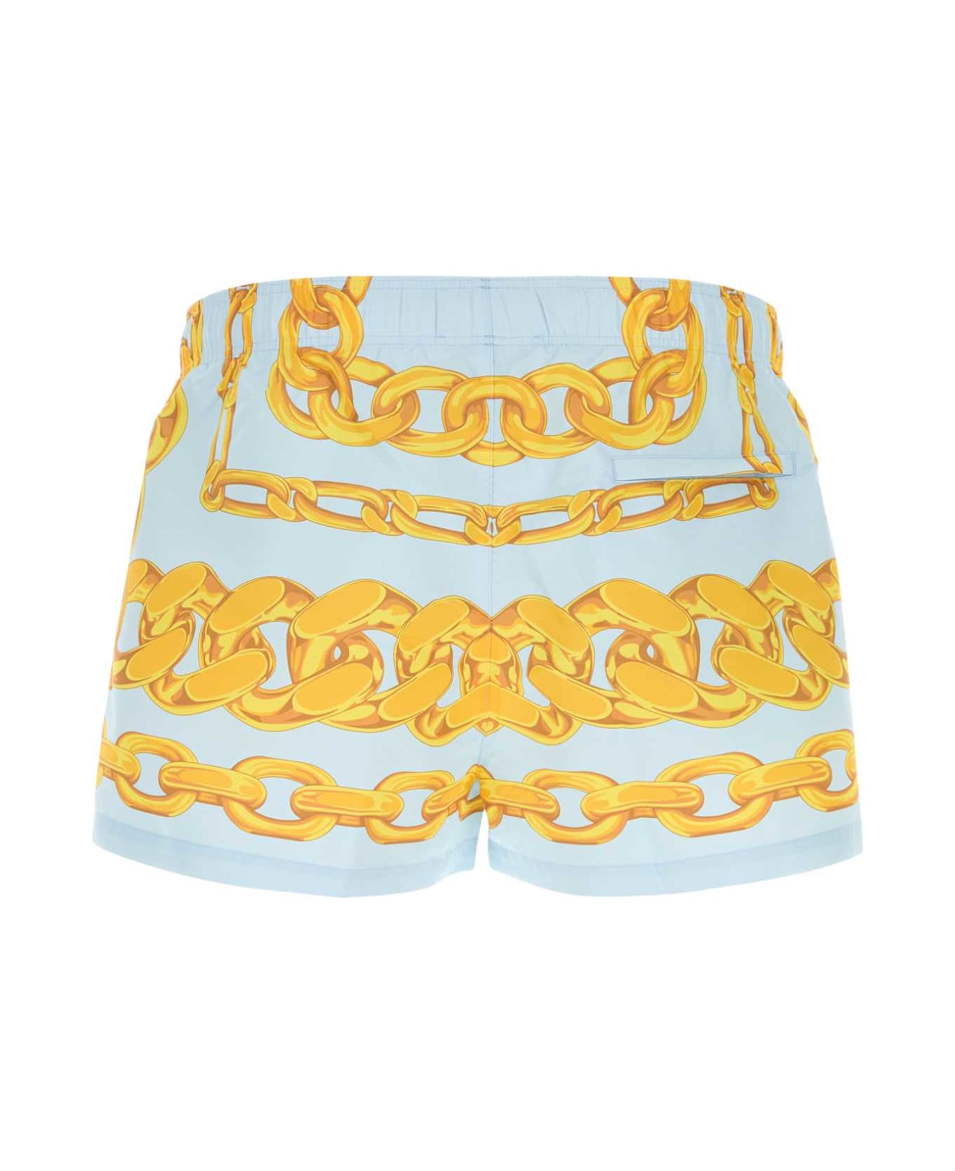 Versace Printed Polyester Swimming Shorts - 95PASTELBLUEGOLD