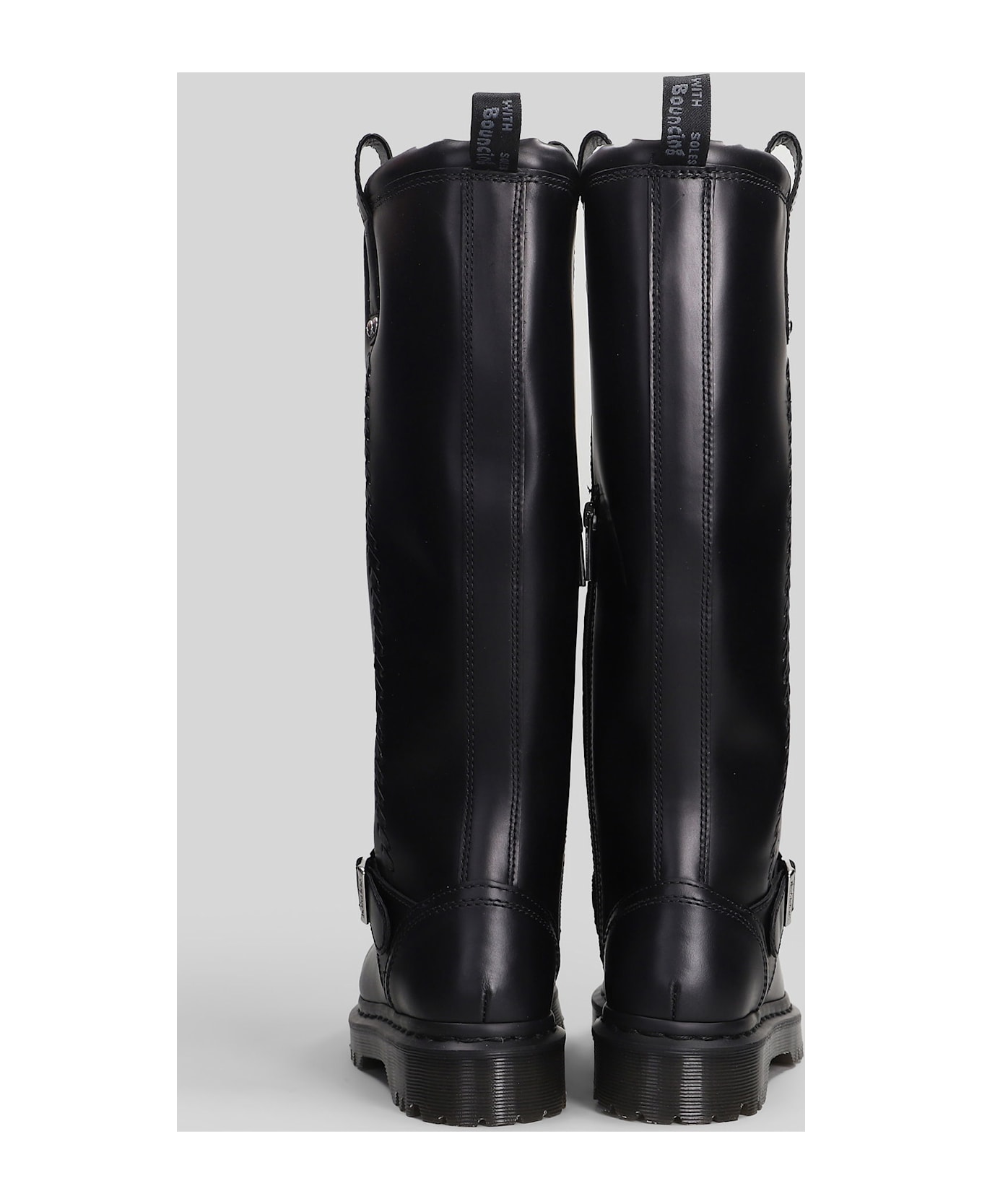 Dr. Martens Anistone Low Heels Boots In Black Leather - black