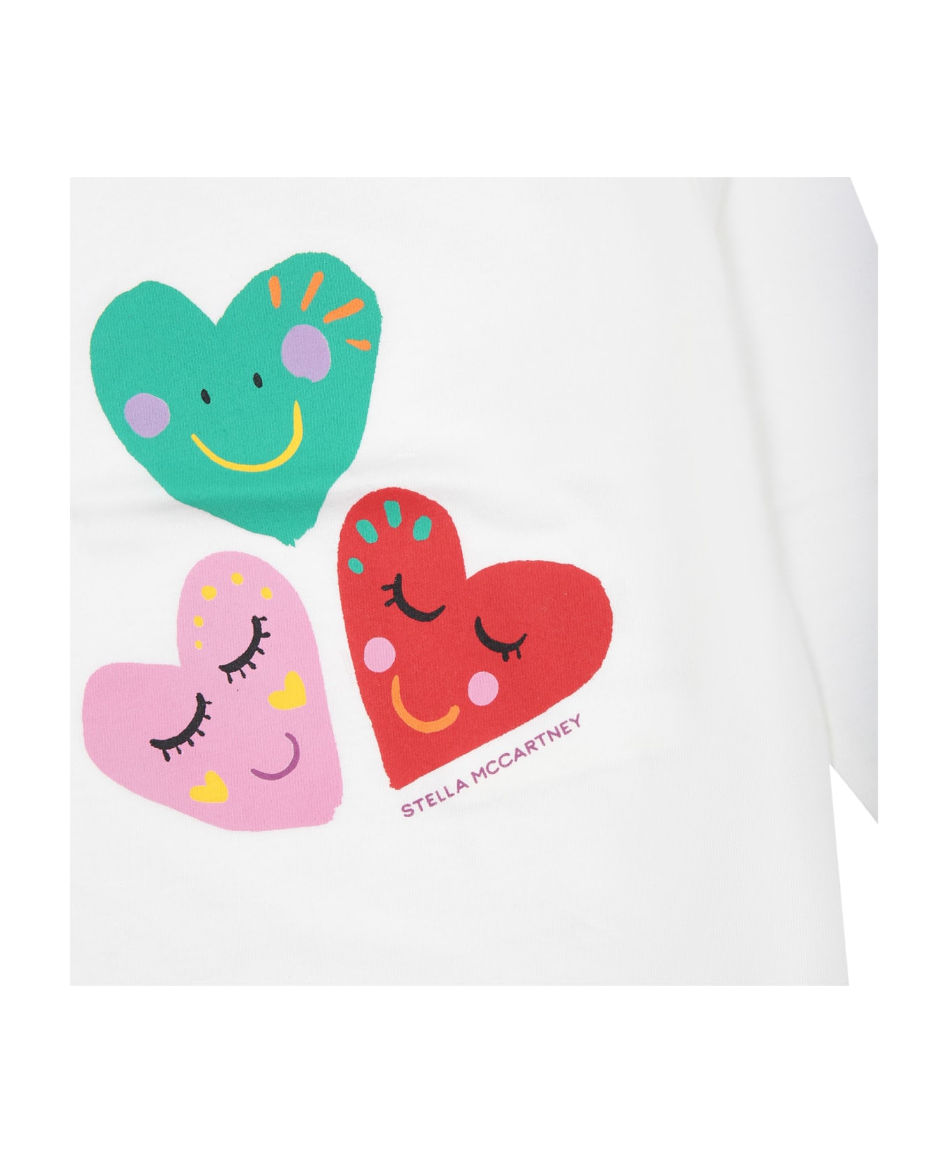 Stella McCartney Kids Ivory T-shirt For Baby Girl With Heart Print - Ivory Tシャツ＆ポロシャツ