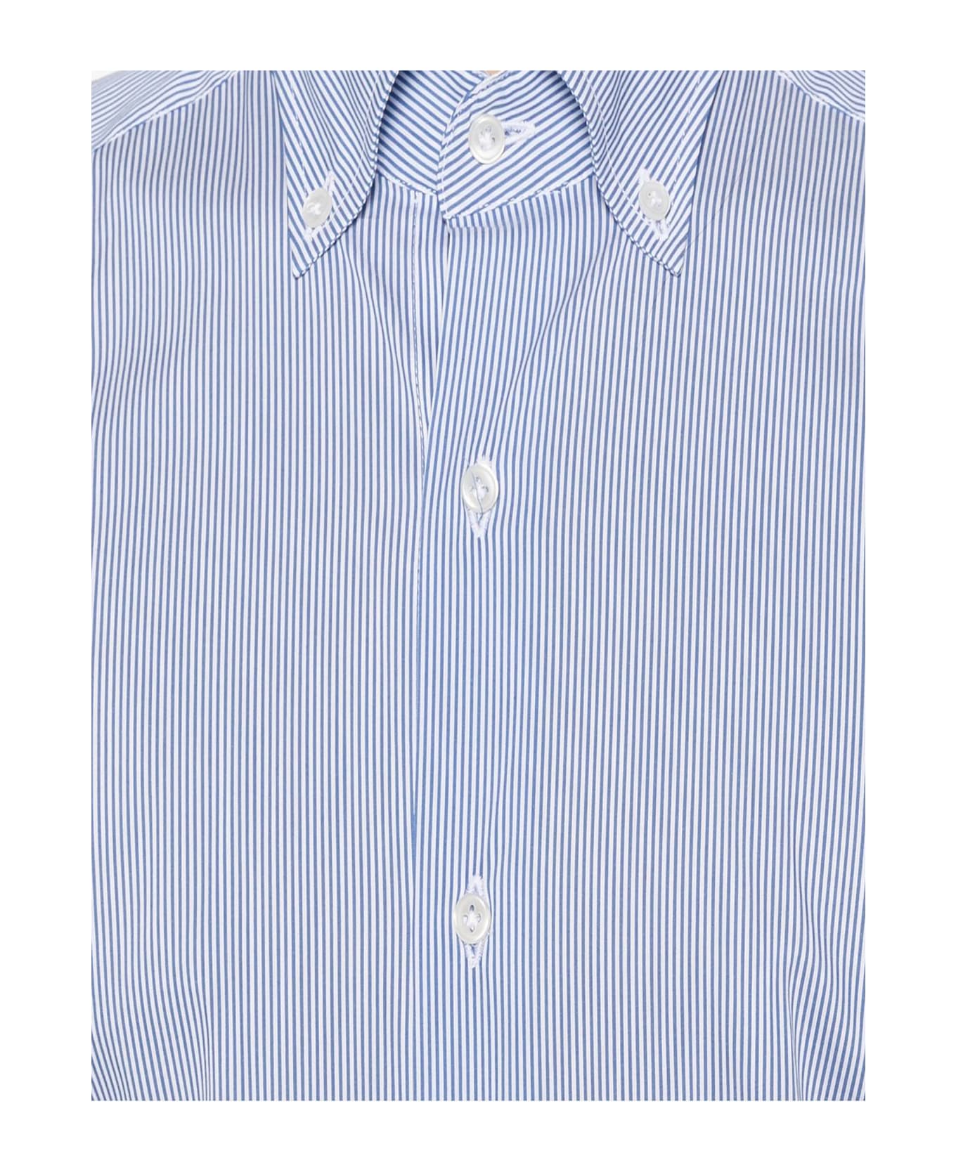 Fay Striped Cotton Men's Shirt - Blu/bianco シャツ