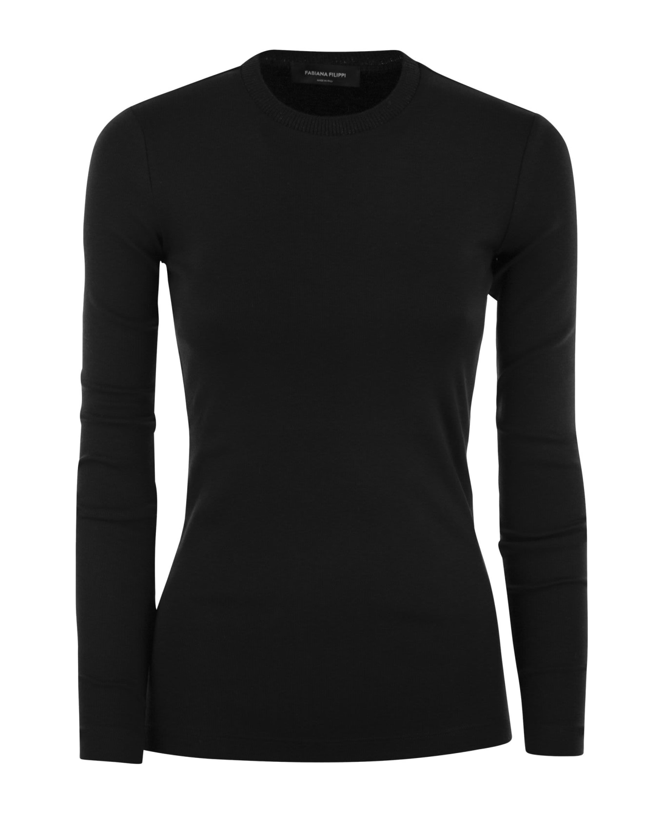 Fabiana Filippi Long-sleeved T-shirt In Jersey - Black