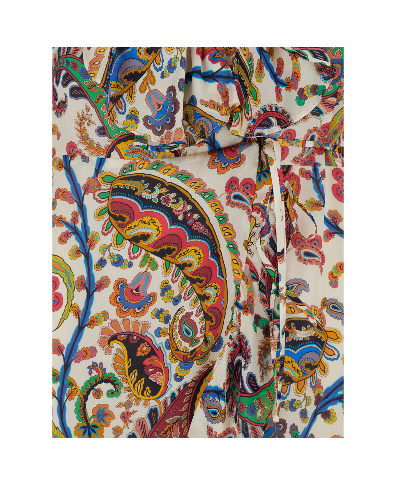 Etro Multicolor Long Dress With V Neck And All-over Paisley Motif In Silk Woman - Multicolor