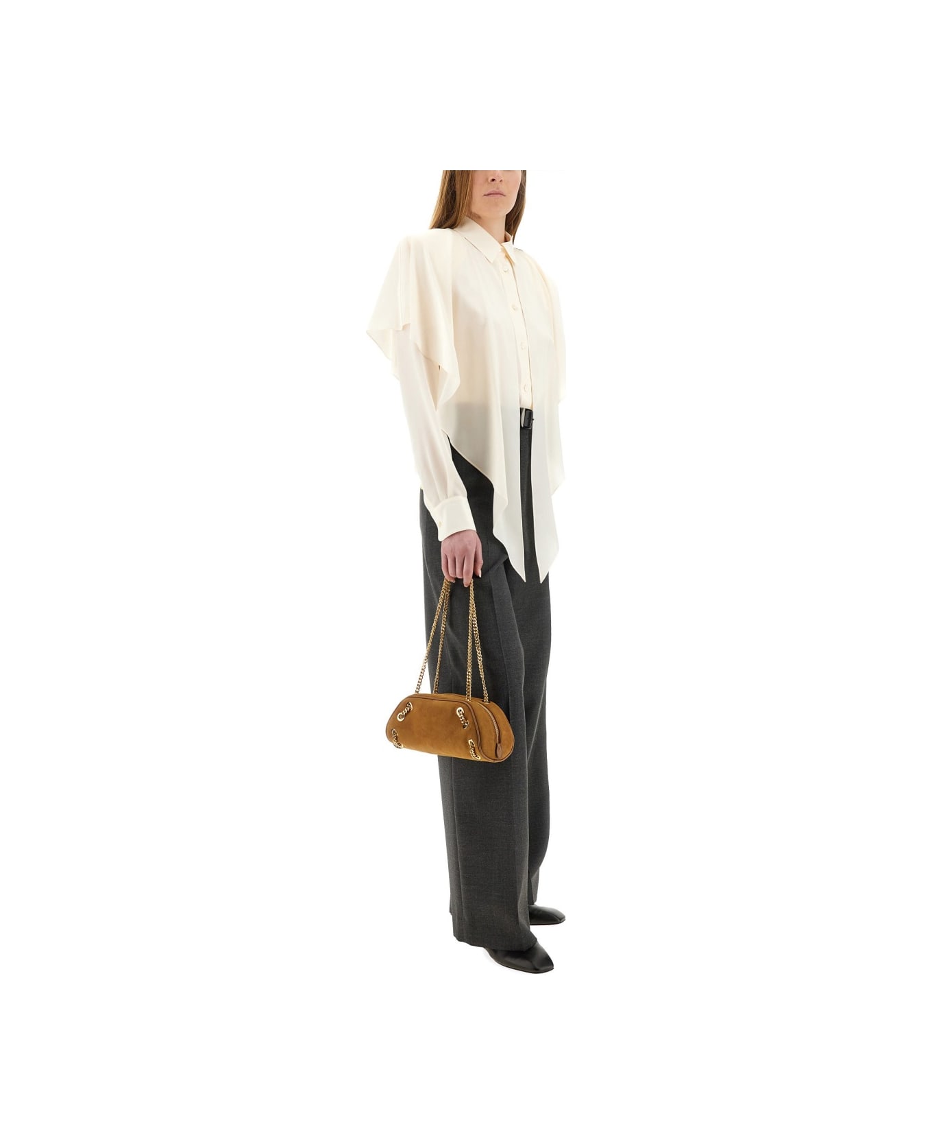 Stella McCartney Semi-transparent Shirt With Layered Panel - IVORY