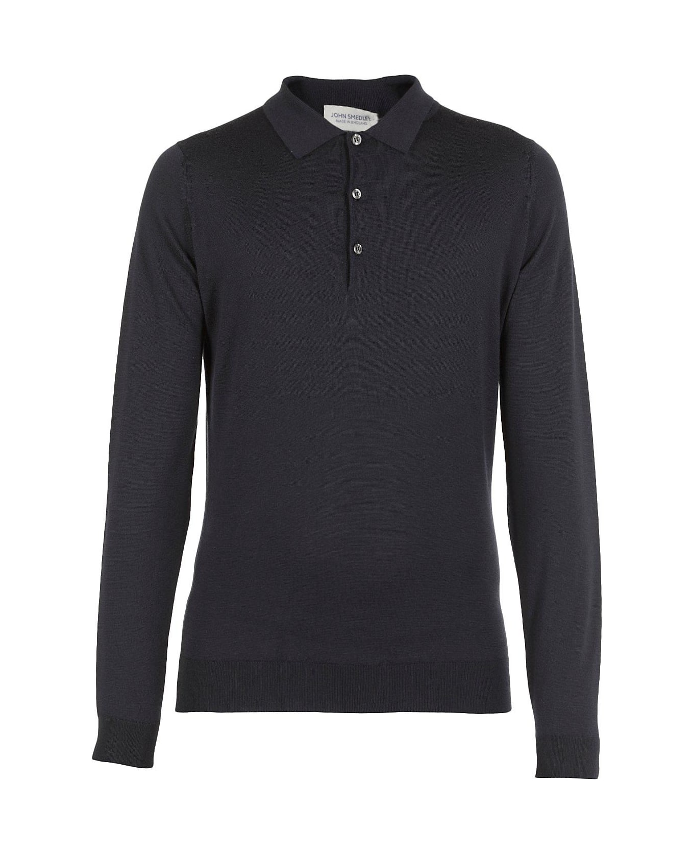 John Smedley Belper Buttoned Knitted Polo Shirt - Midnigt シャツ
