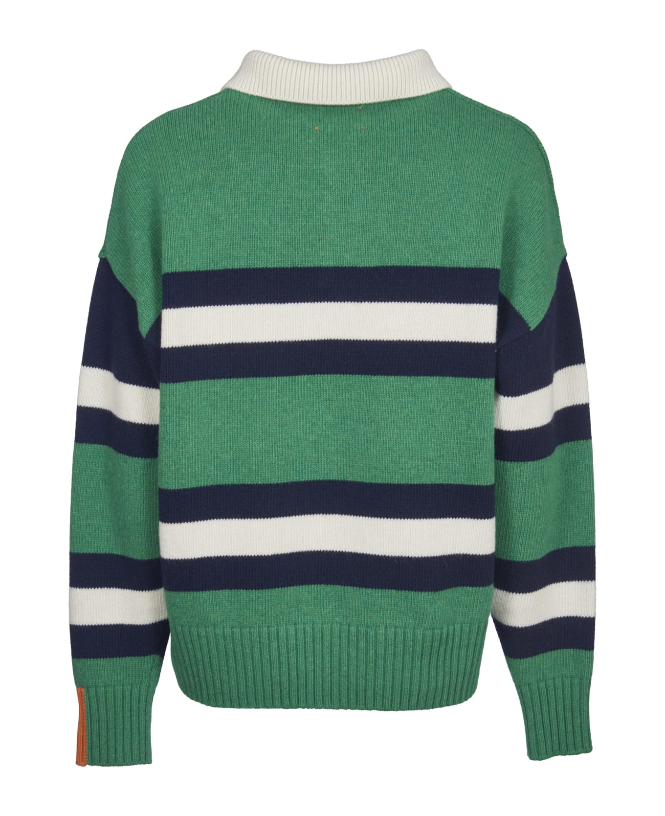 Right For Green Polo Striped Sweater - Verde