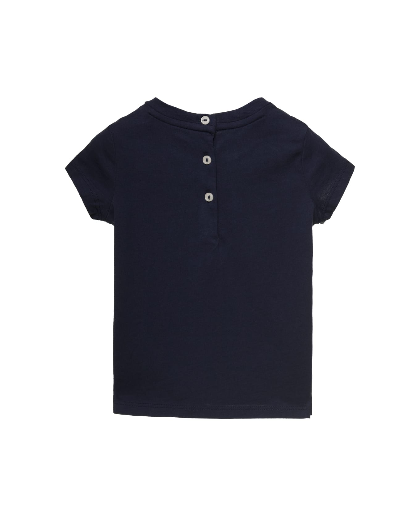 Polo Ralph Lauren Blue Crewneck T-shirt With Teddy Bear Print In Cotton Baby - Blu
