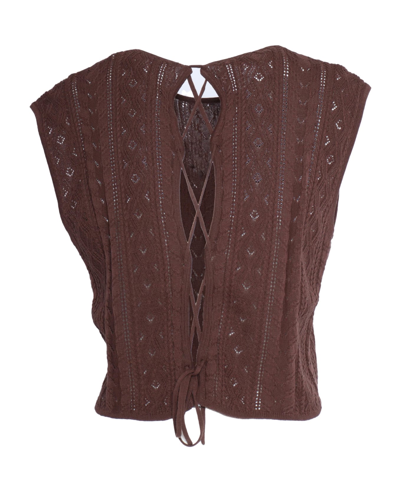 Ballantyne Brown Perforated Top - BROWN ブラウス