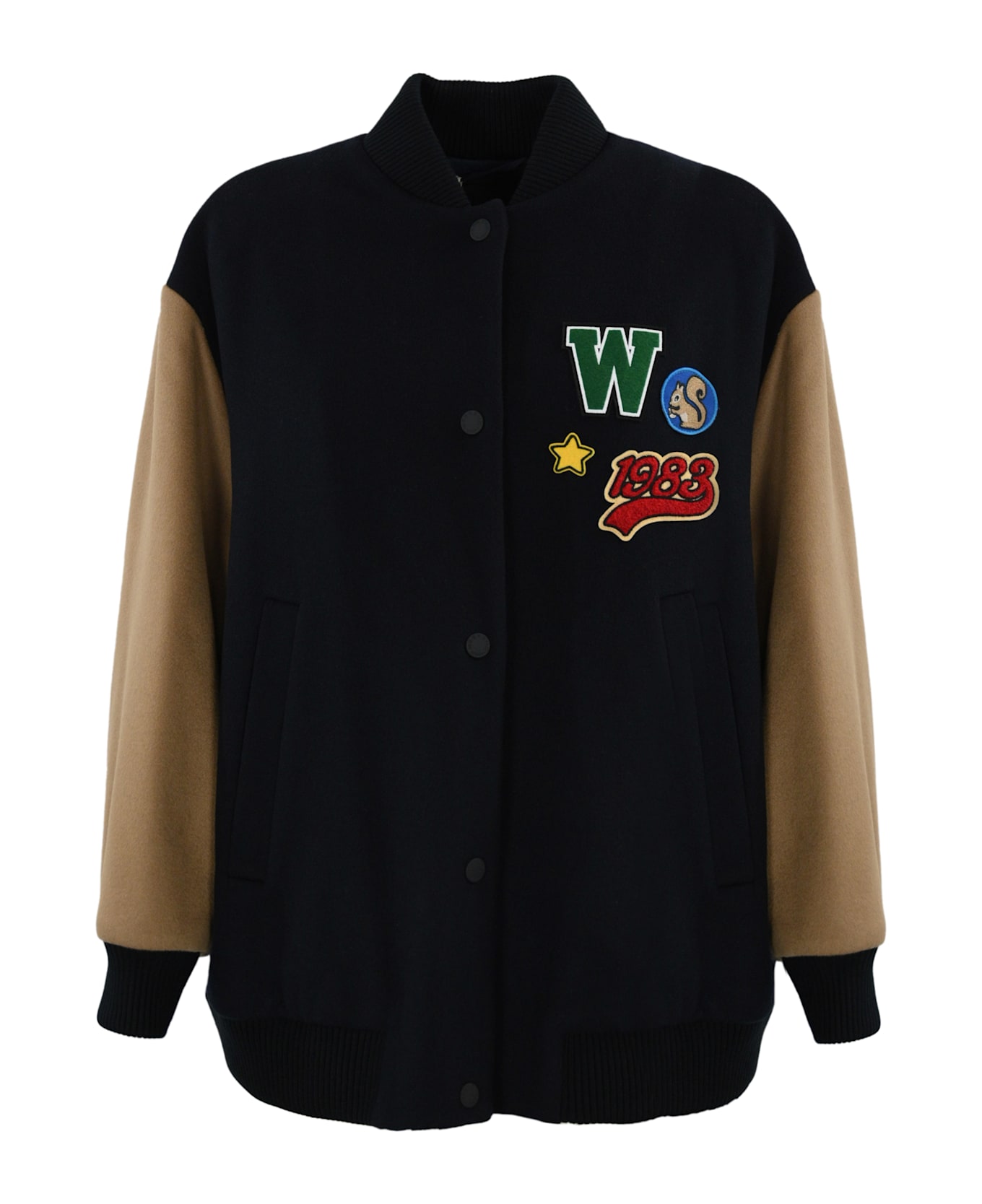 Weekend Max Mara Adorni Bomber Jacket In Wool - Blue