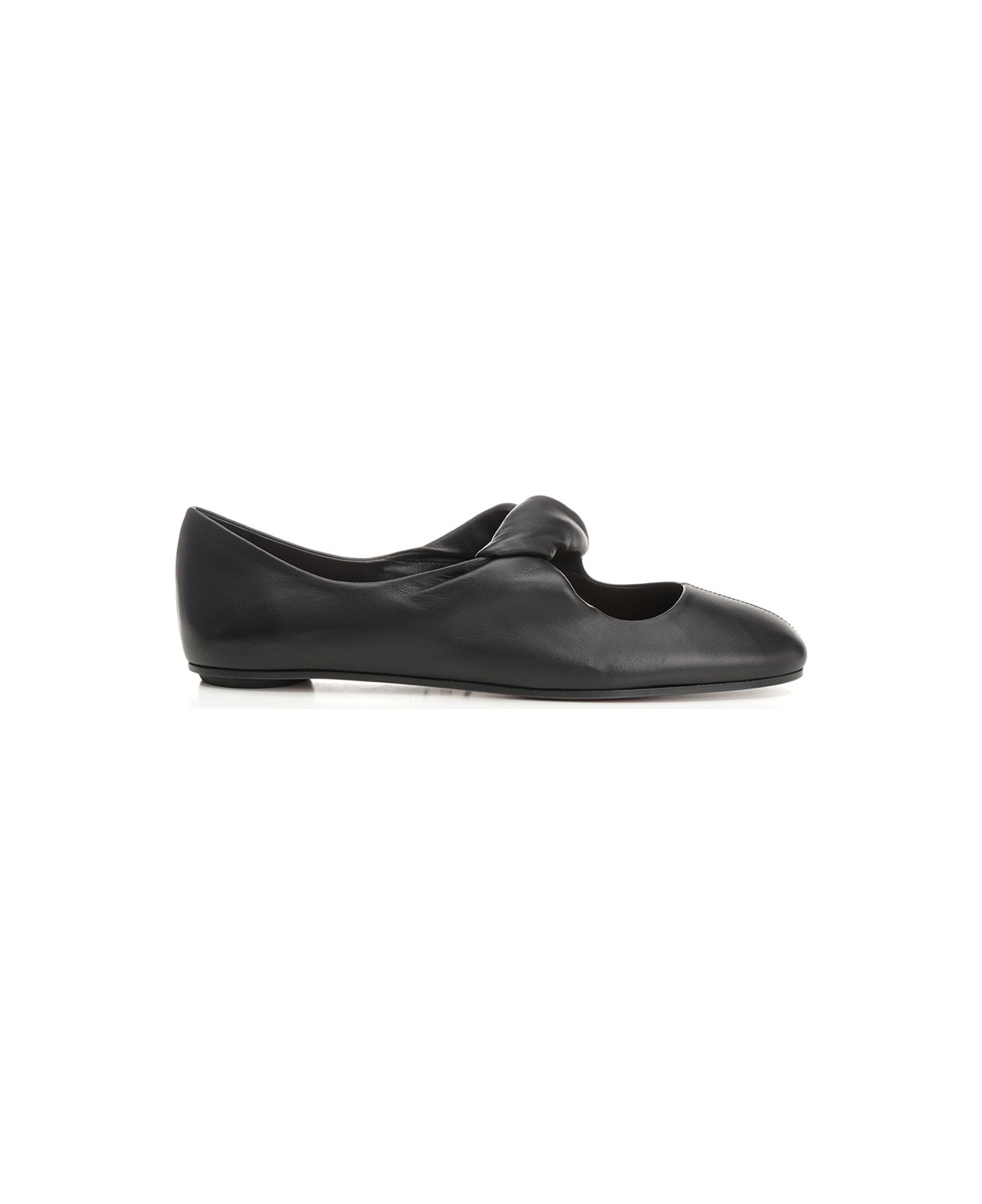 Alexander McQueen Black Leather Ballerina Shoes - Black