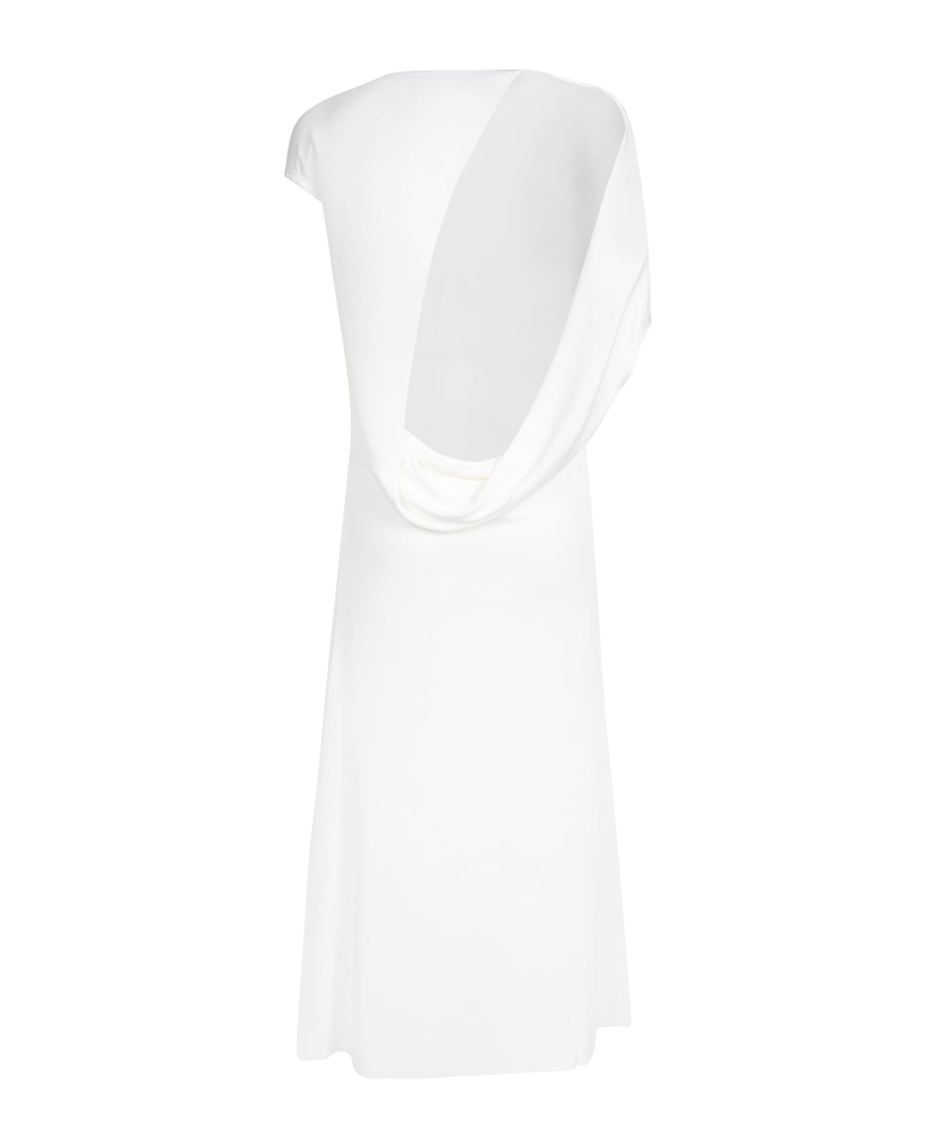 Jacquemus White Long Dress With Round Neck And Maxi Cut-out On The Rear In Viscose Blend Woman - White