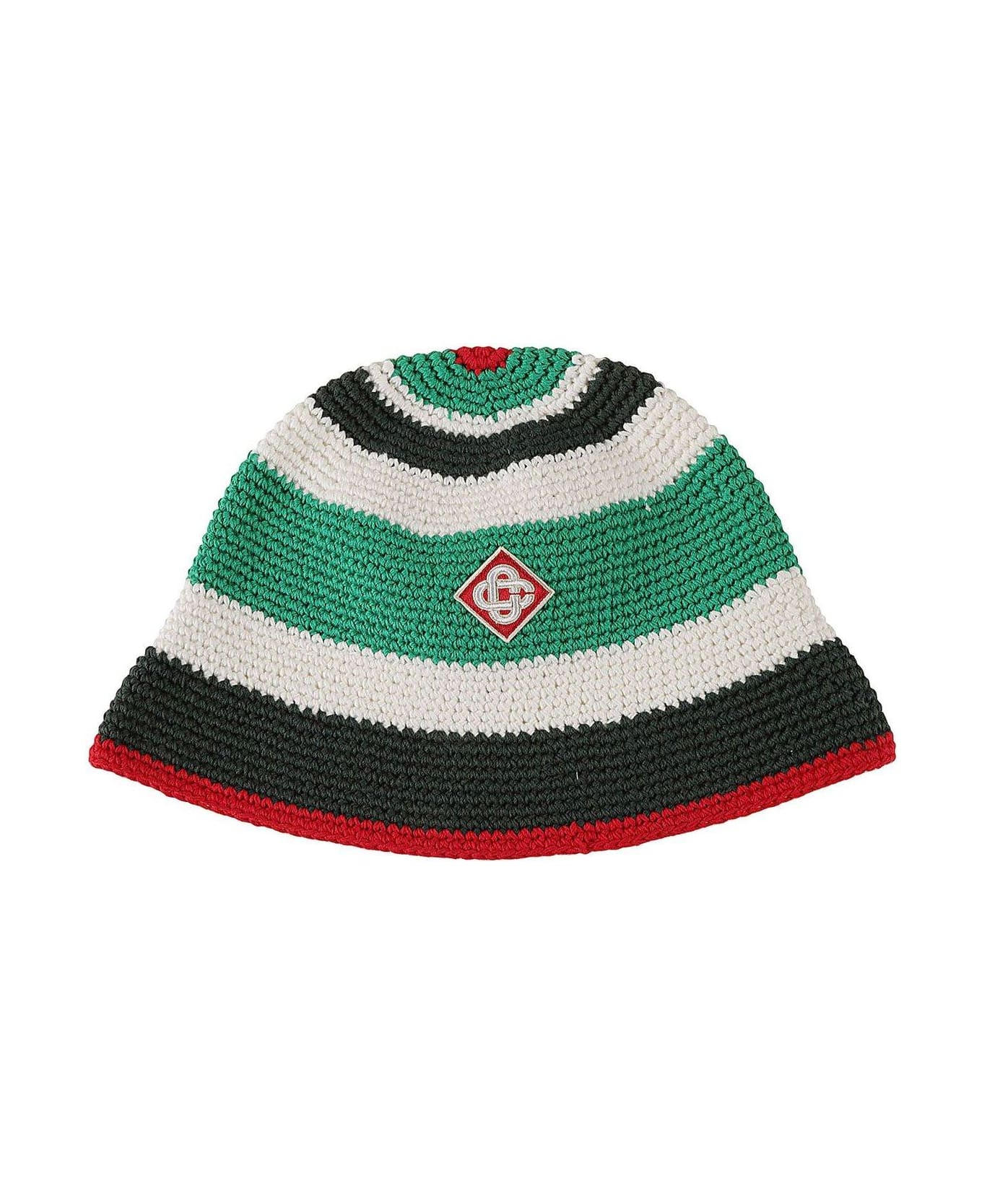 Casablanca Logo Patch Crochet Hat - GREEN/ WHITE 帽子